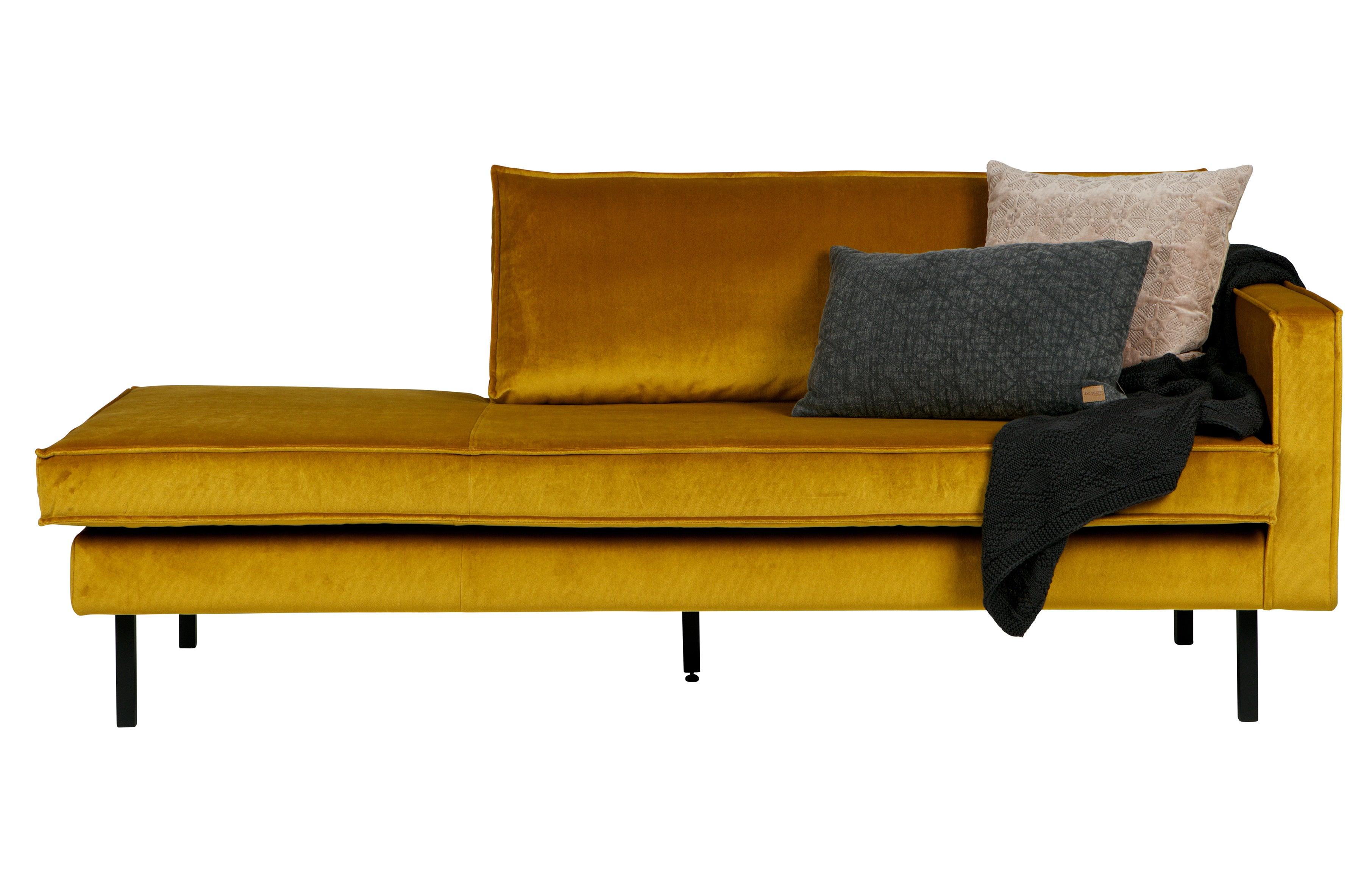 Szezlong aksamitny prawostronny RODEO musztardowy Be Pure Eye on Design