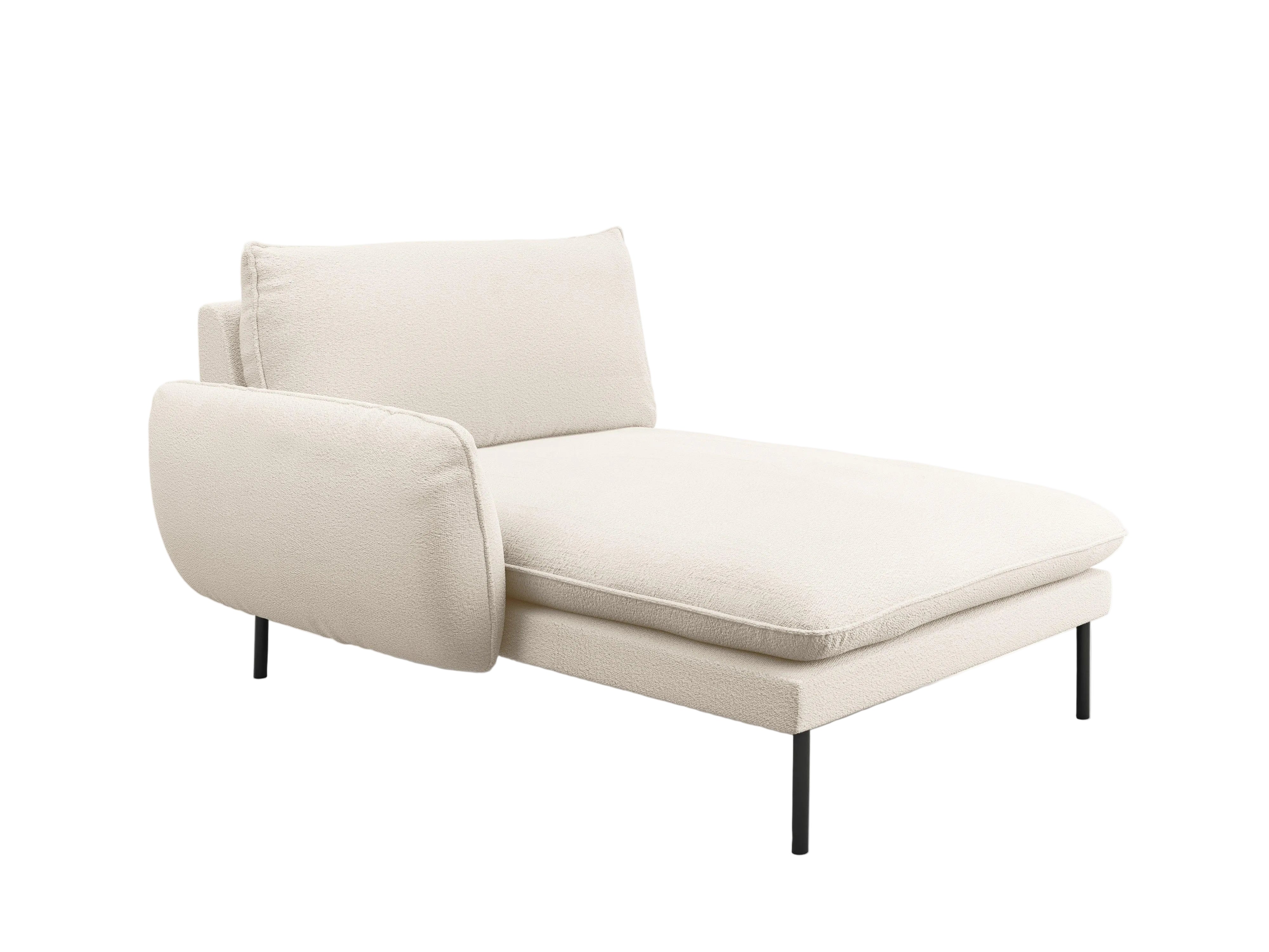Szezlong w tkaninie boucle lewostronny VIENNA beżowy z czarną podstawą Cosmopolitan Design Eye on Design