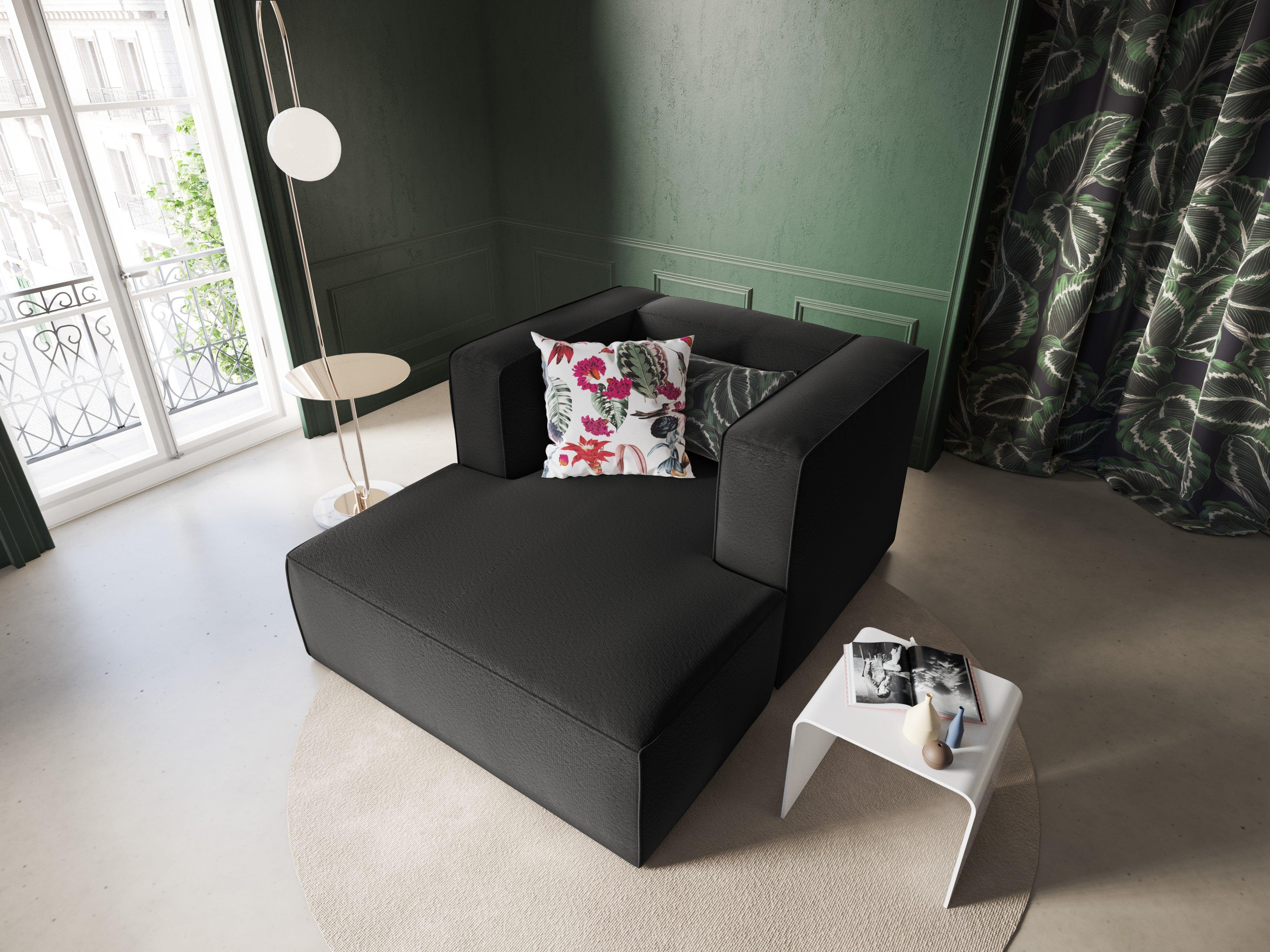 Szezlong w tkaninie bouclé MUSE czarny CXL by Christian Lacroix Eye on Design