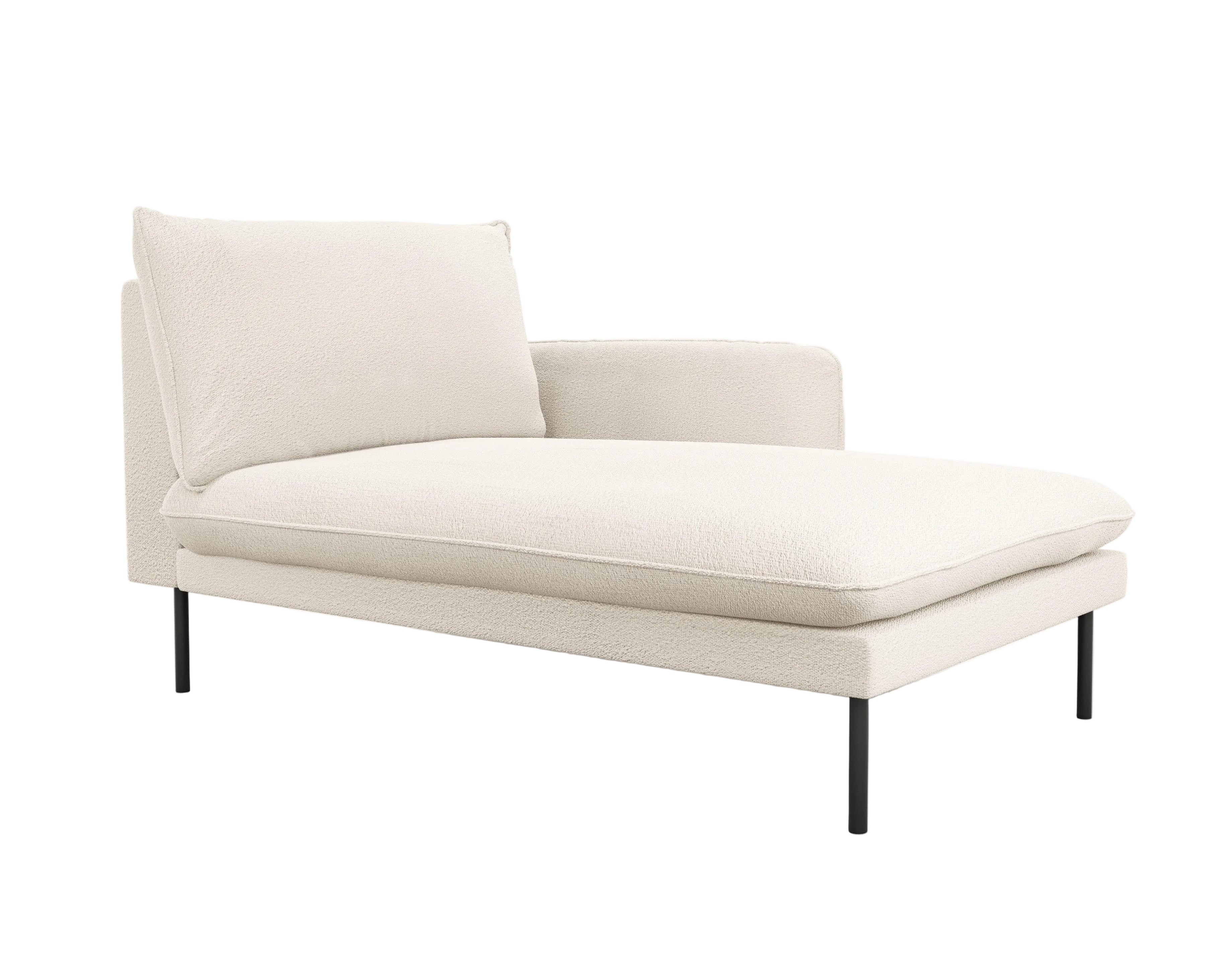 Szezlong w tkaninie boucle prawostronny VIENNA beżowy z czarną podstawą Cosmopolitan Design Eye on Design