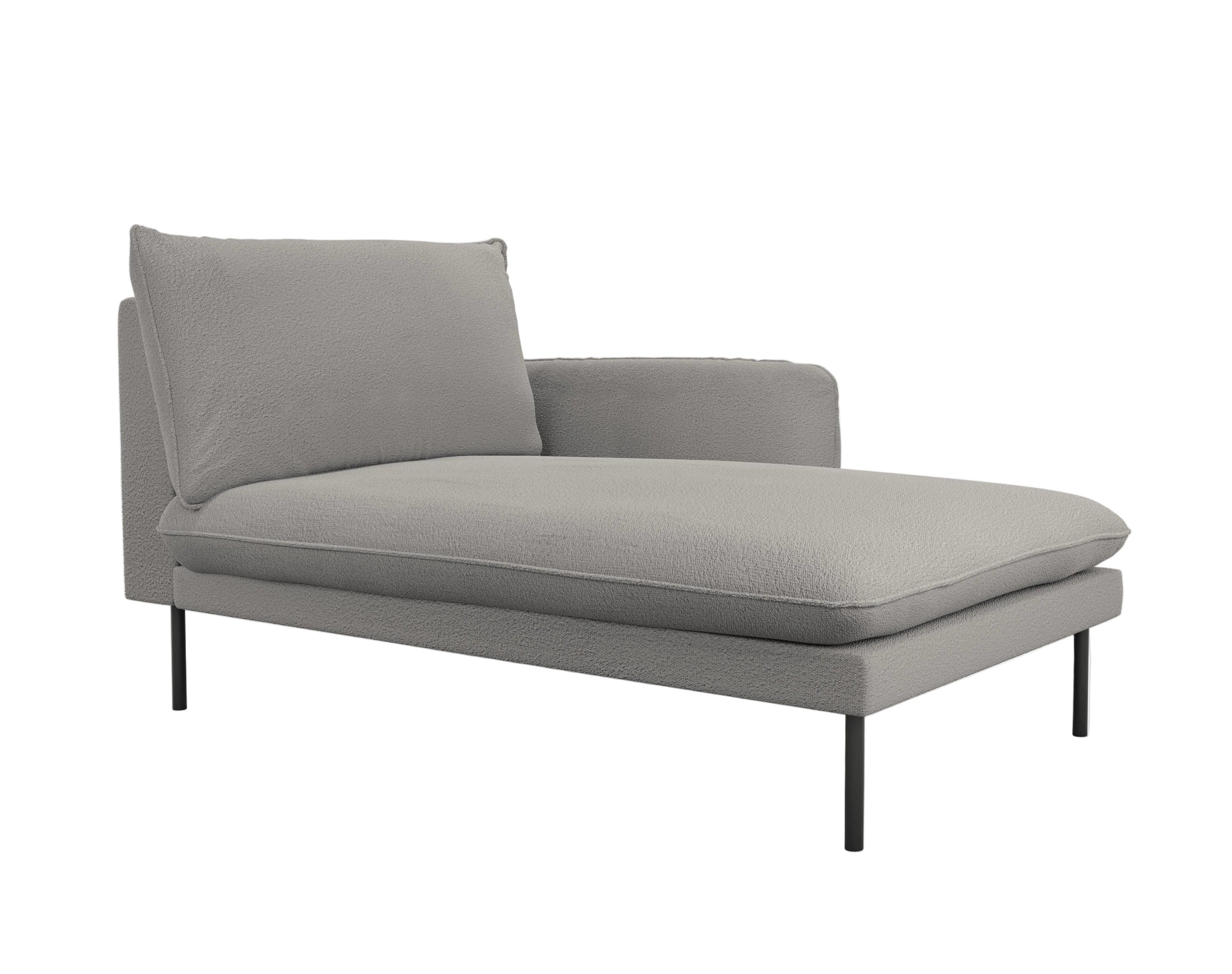 Szezlong w tkaninie boucle prawostronny VIENNA szary z czarną podstawą Cosmopolitan Design Eye on Design
