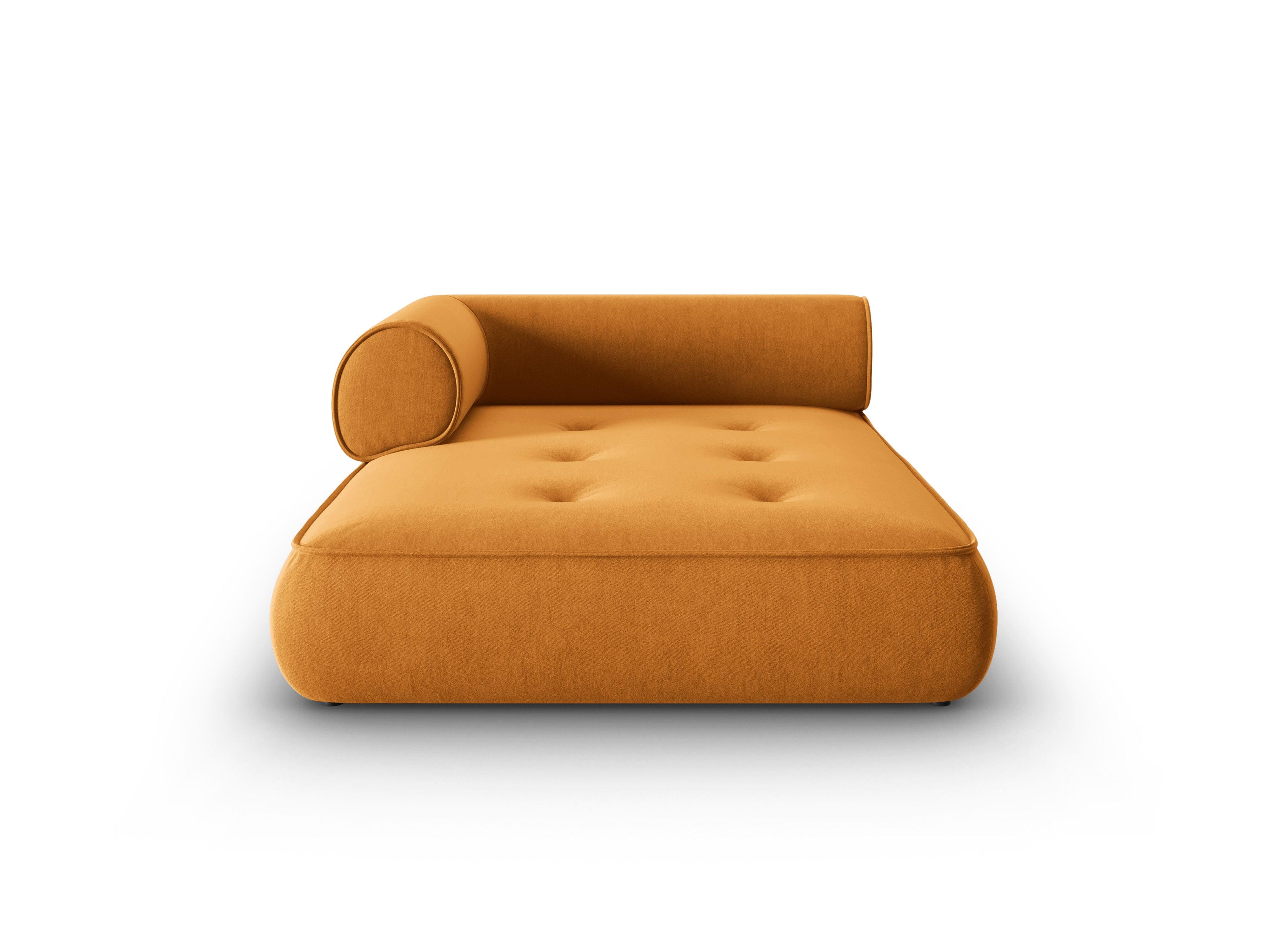 Szezlong w tkaninie szenilowej lewostronny LILY musztardowy Maison Heritage Eye on Design