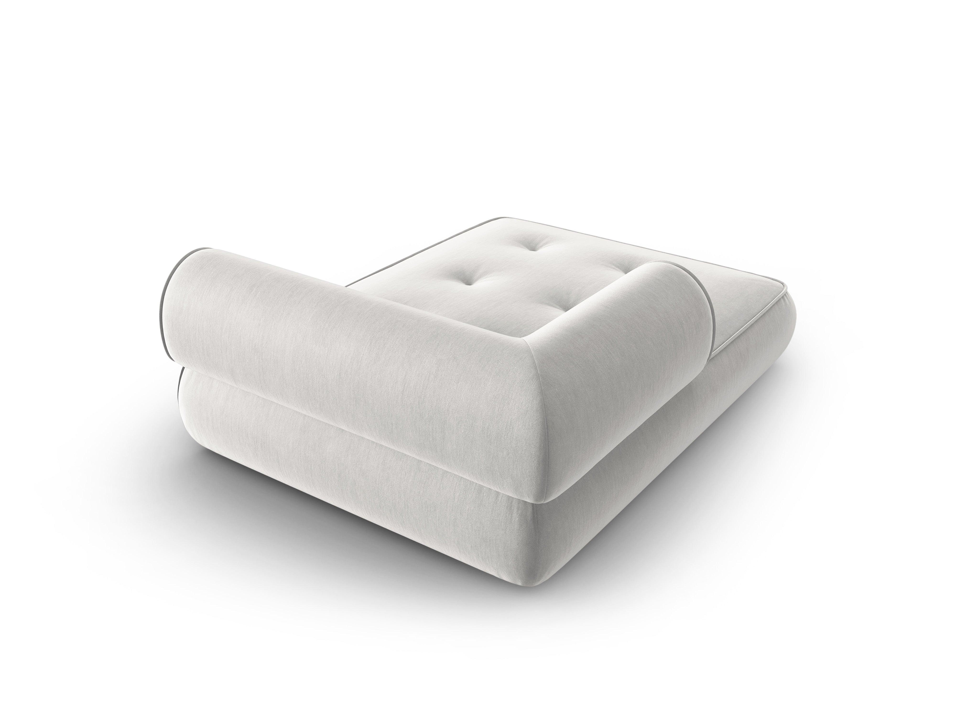 Szezlong w tkaninie szenilowej lewostronny LILY srebrny Maison Heritage Eye on Design