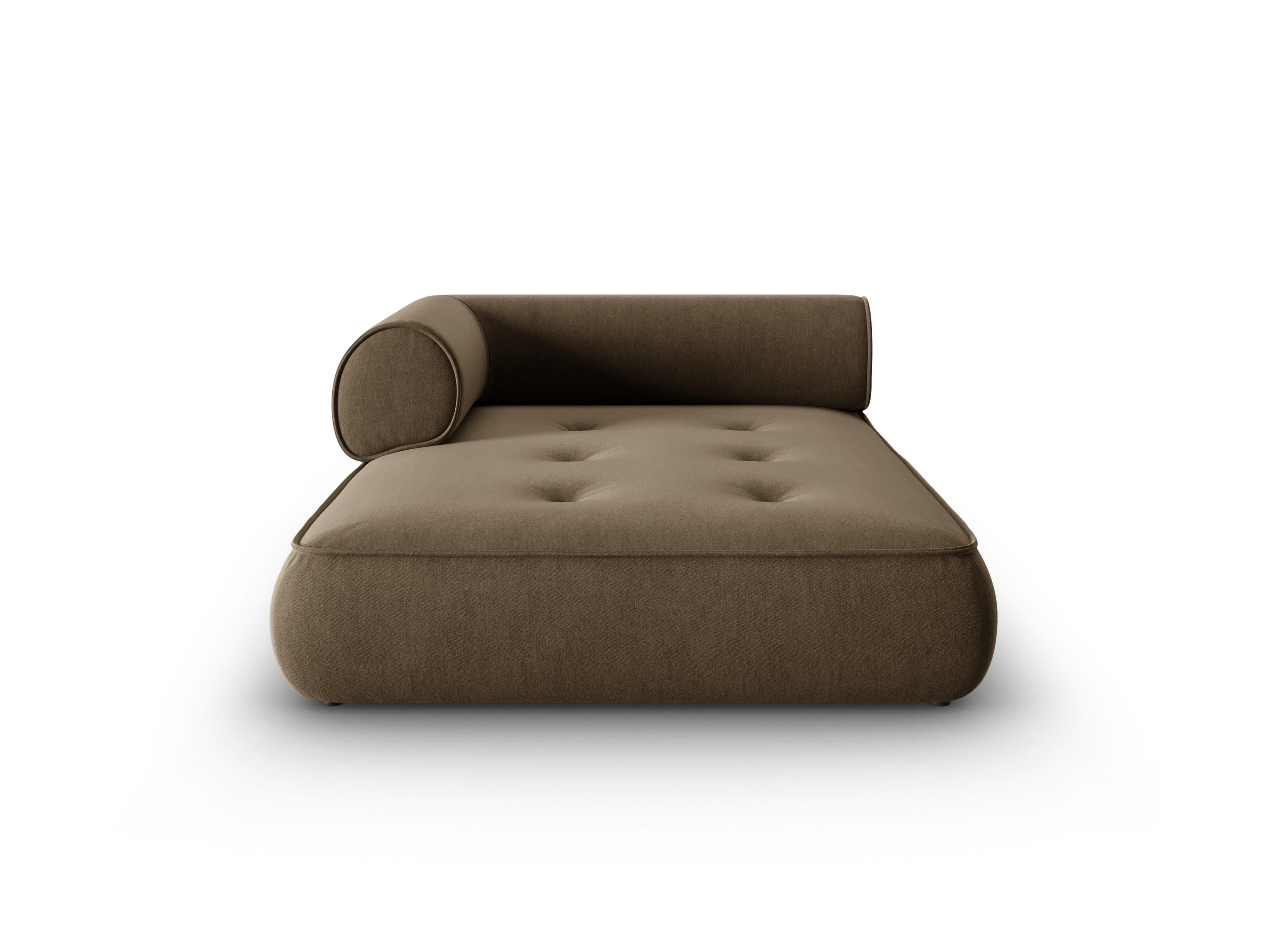 Szezlong w tkaninie szenilowej lewostronny LILY szarobrązowy Maison Heritage Eye on Design