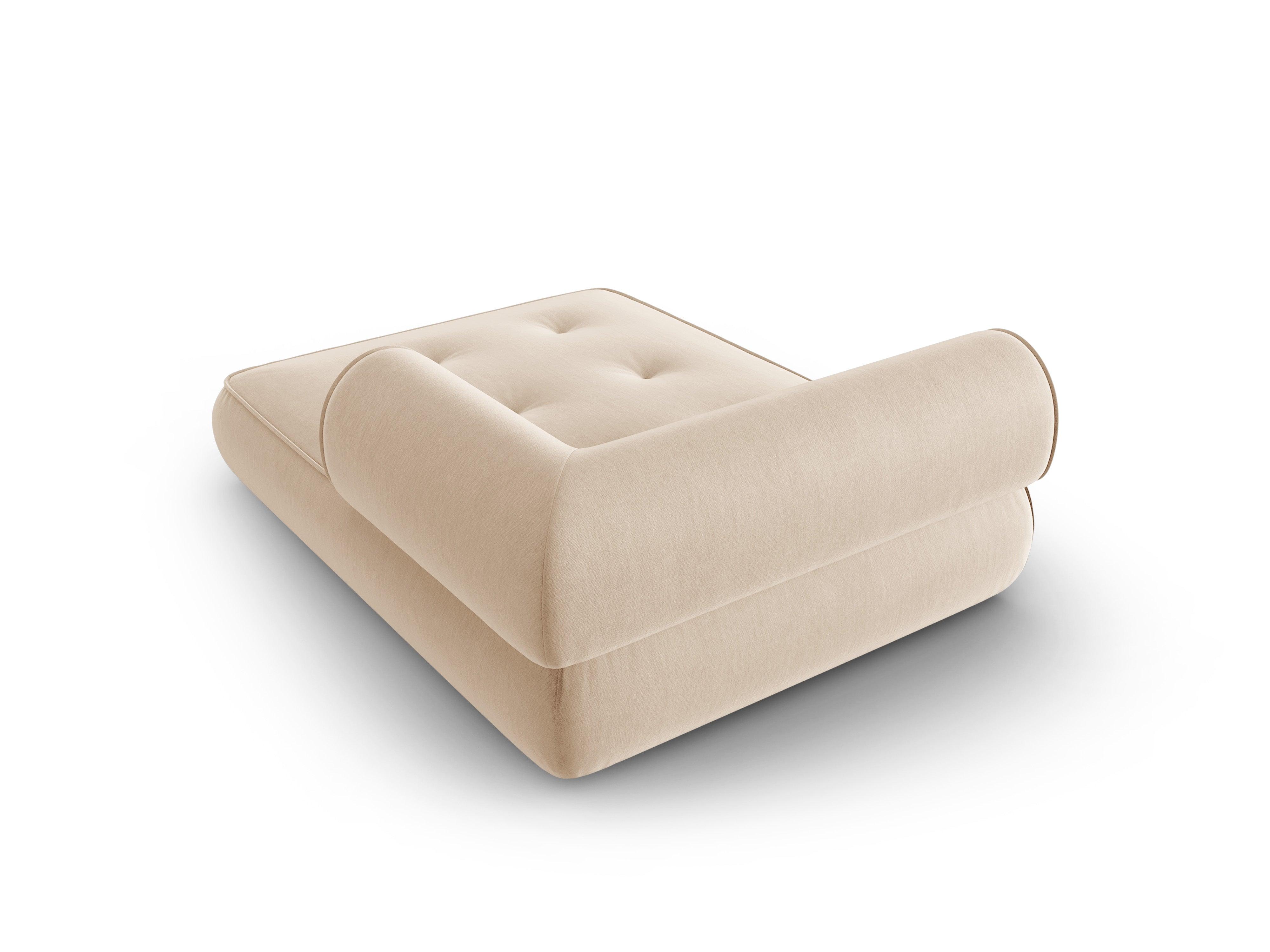 Szezlong w tkaninie szenilowej prawostronny LILY beżowy Maison Heritage Eye on Design