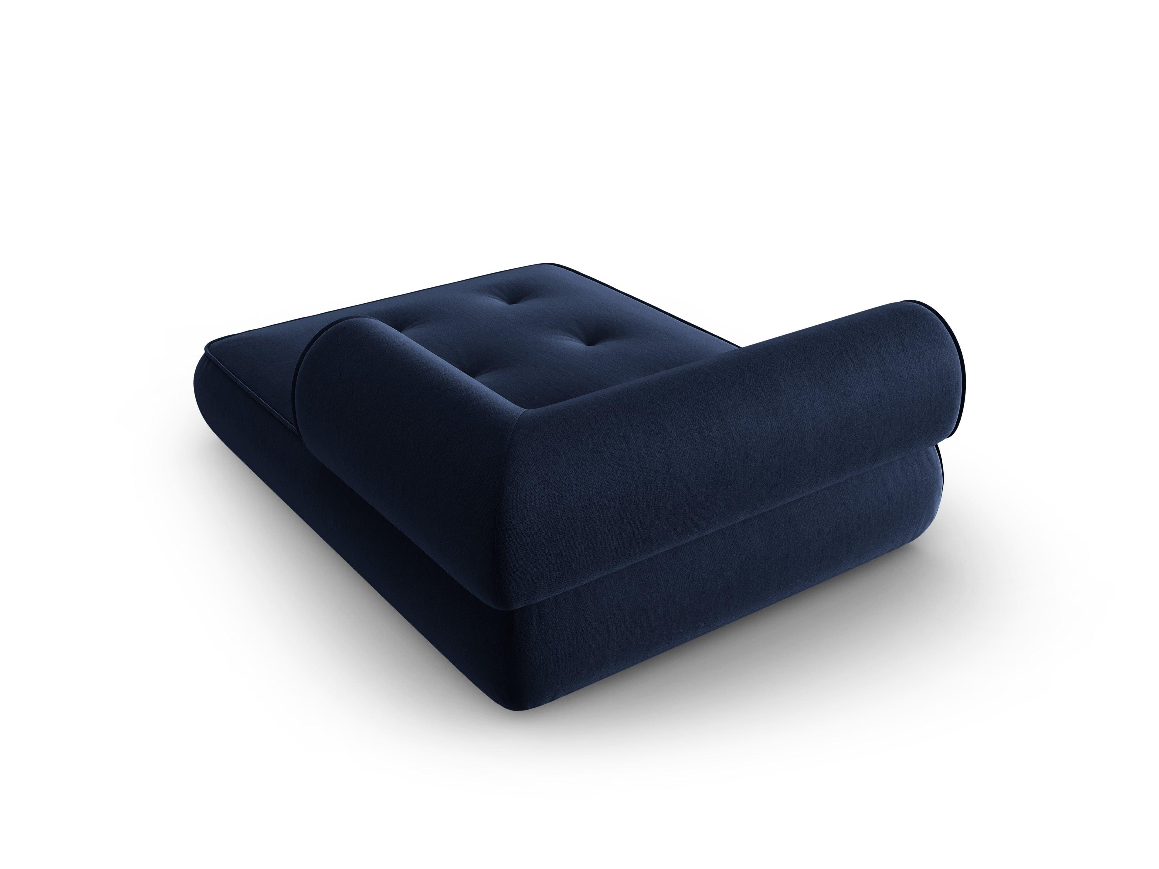 Szezlong w tkaninie szenilowej prawostronny LILY ciemnoniebieski Maison Heritage Eye on Design