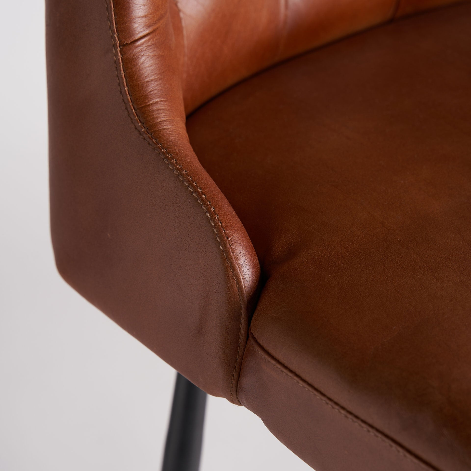 DEXTER Bar Stool Brown Leather with Black Base