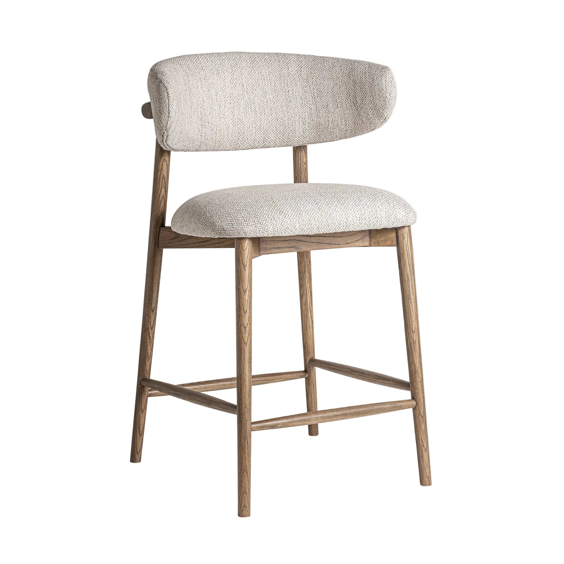 Barkruk ERLEC beige met een donkere essen basis