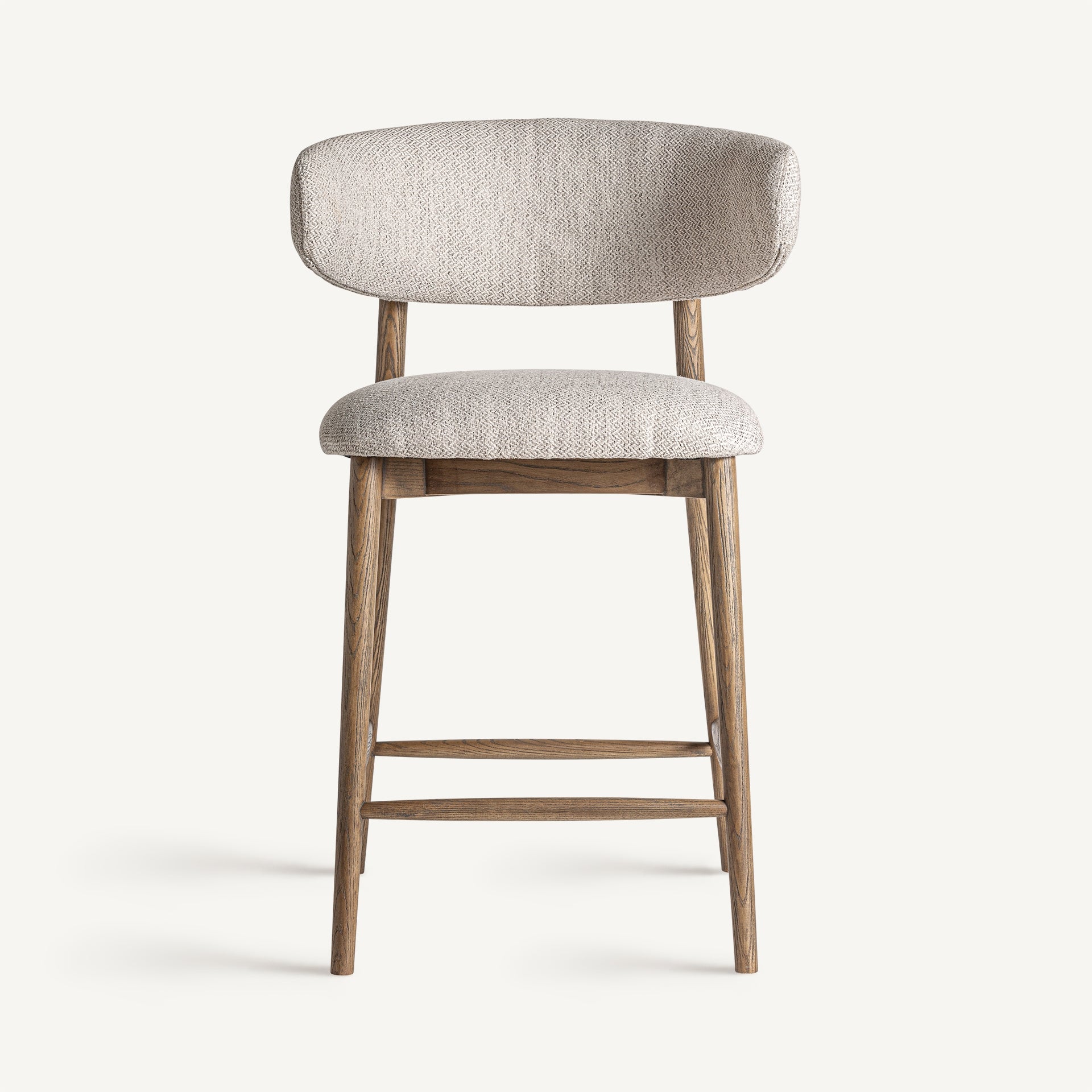 Barkruk ERLEC beige met een donkere essen basis