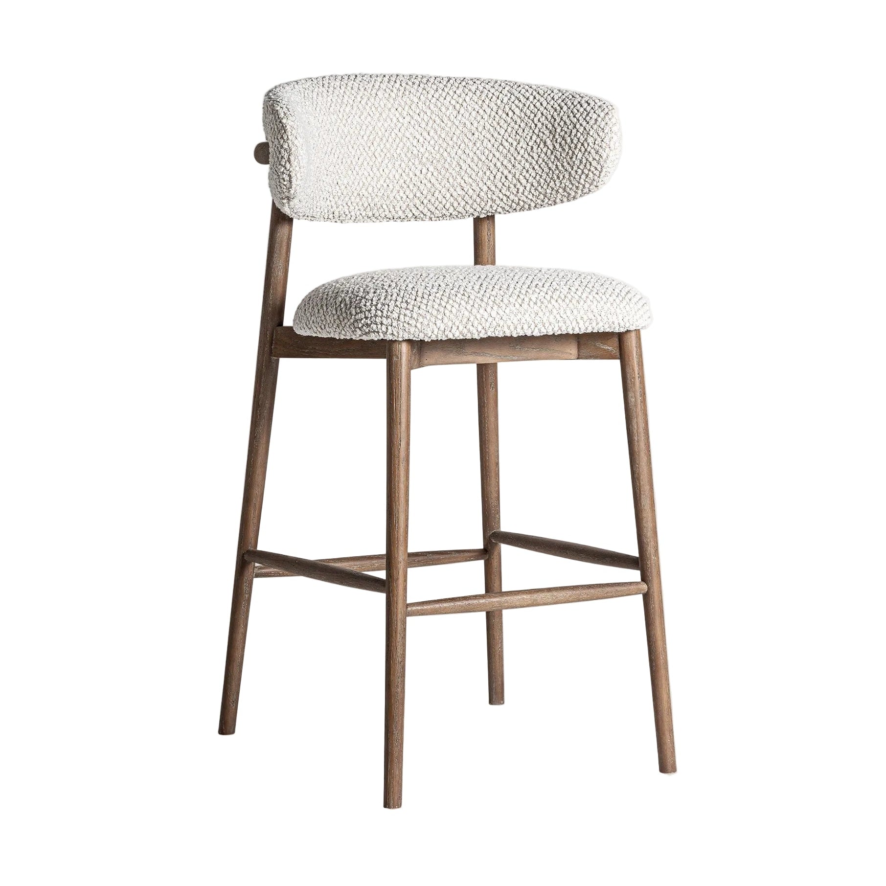 Hocker ERLEC jasbeige mit dunklem Eschenfuß