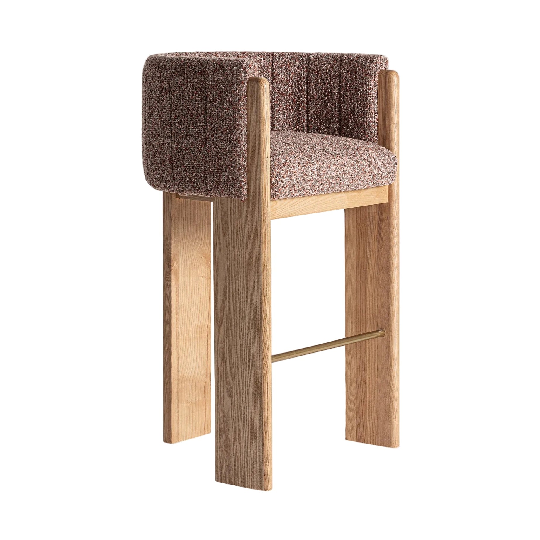 SERNIE Bar Stool in Brown with Oak Base