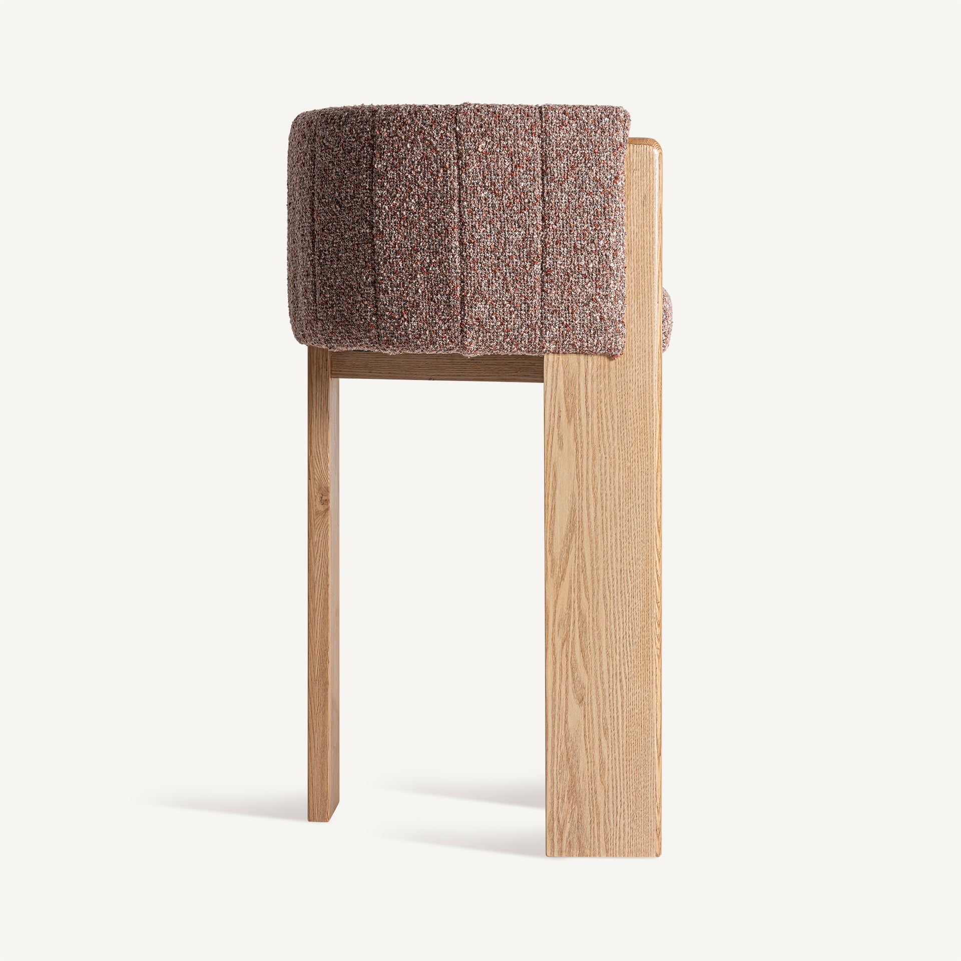 SERNIE Bar Stool in Brown with Oak Base