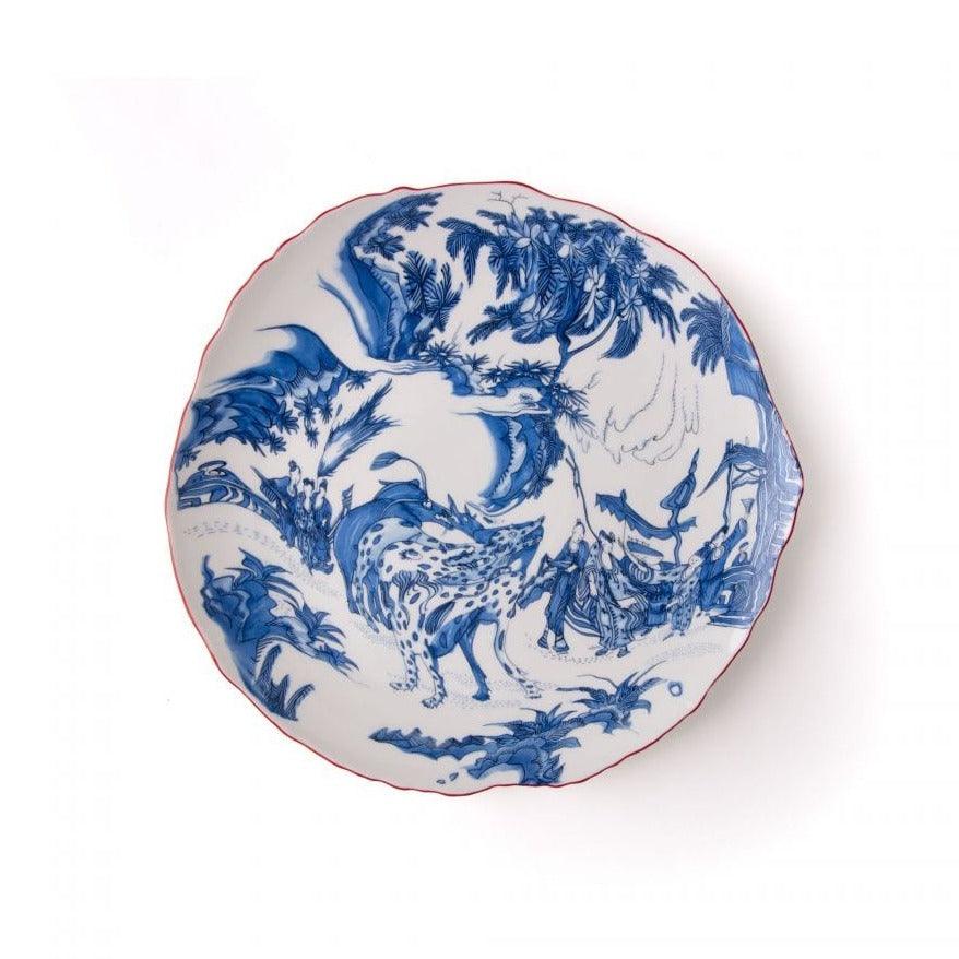 Talerz CLASSICS ON ACID - BLUE CHOINOISERIE porcelanowy, marka Seletti