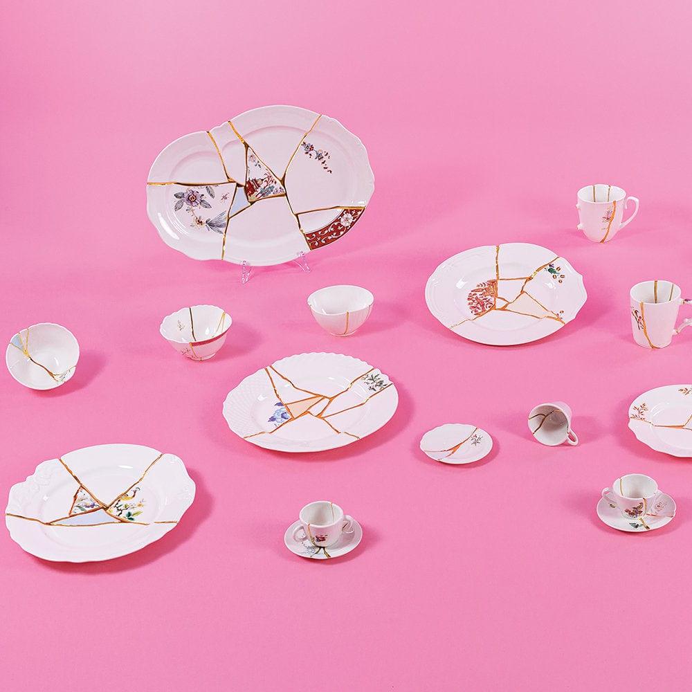 Talerz deserowy KINTSUGI #2 porcelanowy Seletti Eye on Design