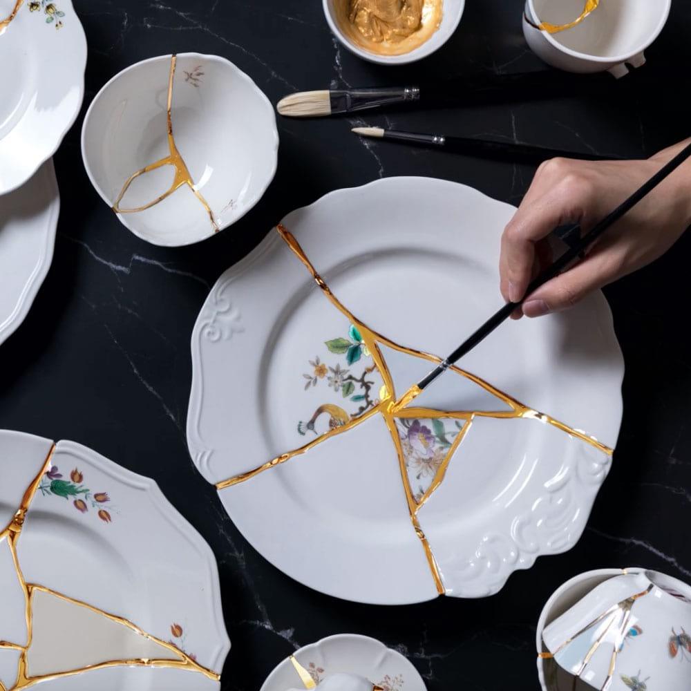 Talerz obiadowy KINTSUGI porcelanowy Seletti Eye on Design