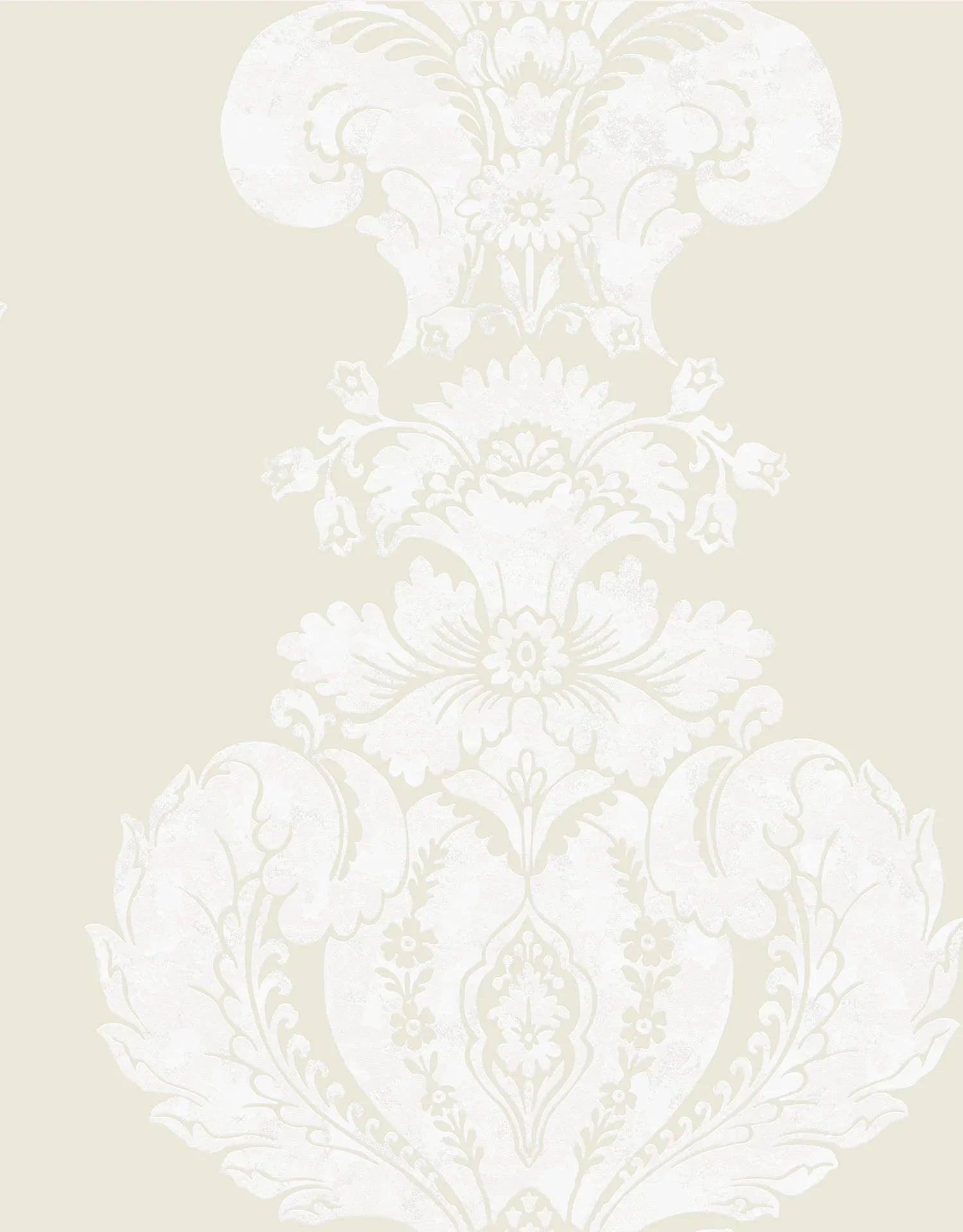 Metallic wallpaper with ornaments ALBEMARLE - Baudelaire white on cream