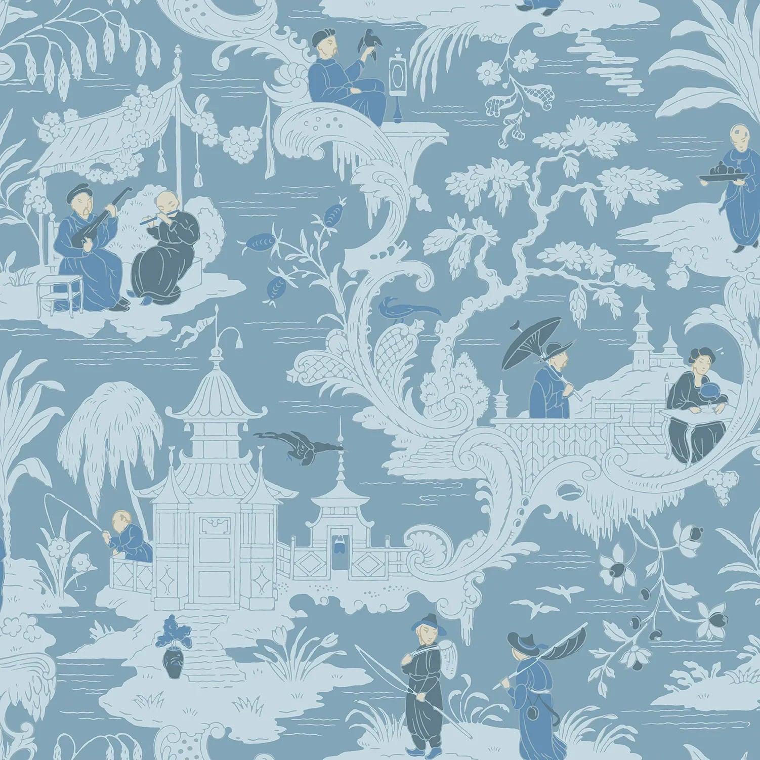 Tapeta z motywem orientalnym ARCHIVE ANTHOLOGY - Chinese Toile błękit – Cole & Son