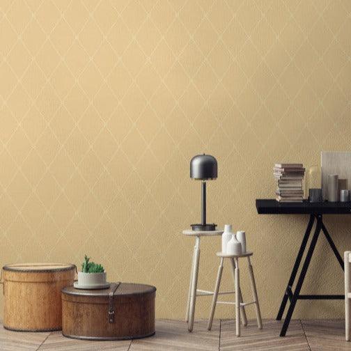 Wallpaper with geometric check pattern ARCHIVE ANTHOLOGY - Large Georgian Rope Trellis gray