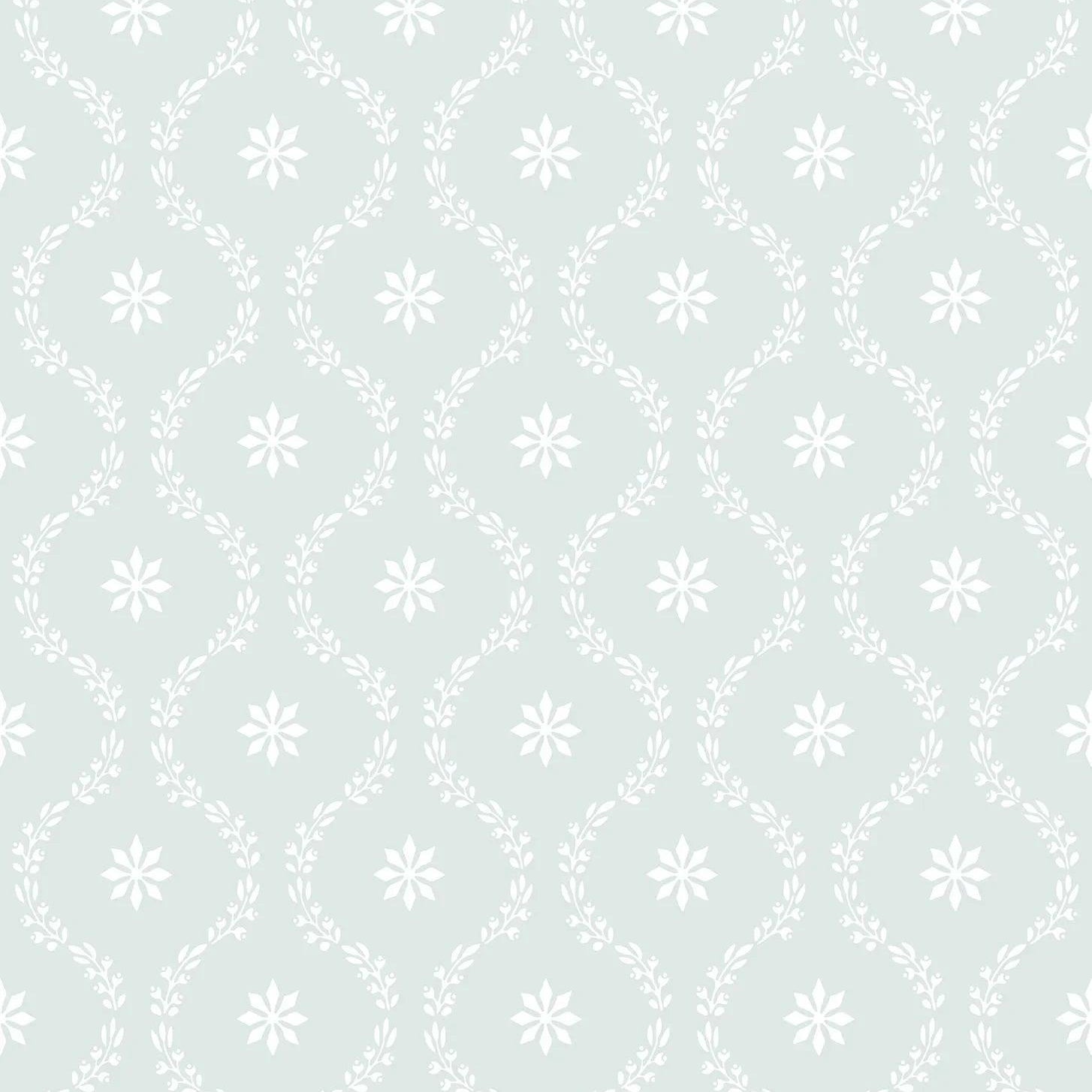 Tapeta geometryczna z motywem roślinnym i wzorem ogee ARCHIVE TRADITIONAL - Clandon jasna zieleń – Cole & Son