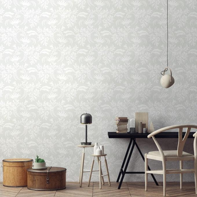 Traditional Floral Pattern Wallpaper - Cranley Ochre