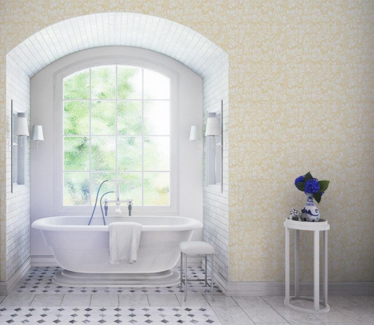 Wallpaper with a plant motif of leaves ARCHIVE TRADITIONAL - Light green Dialytra