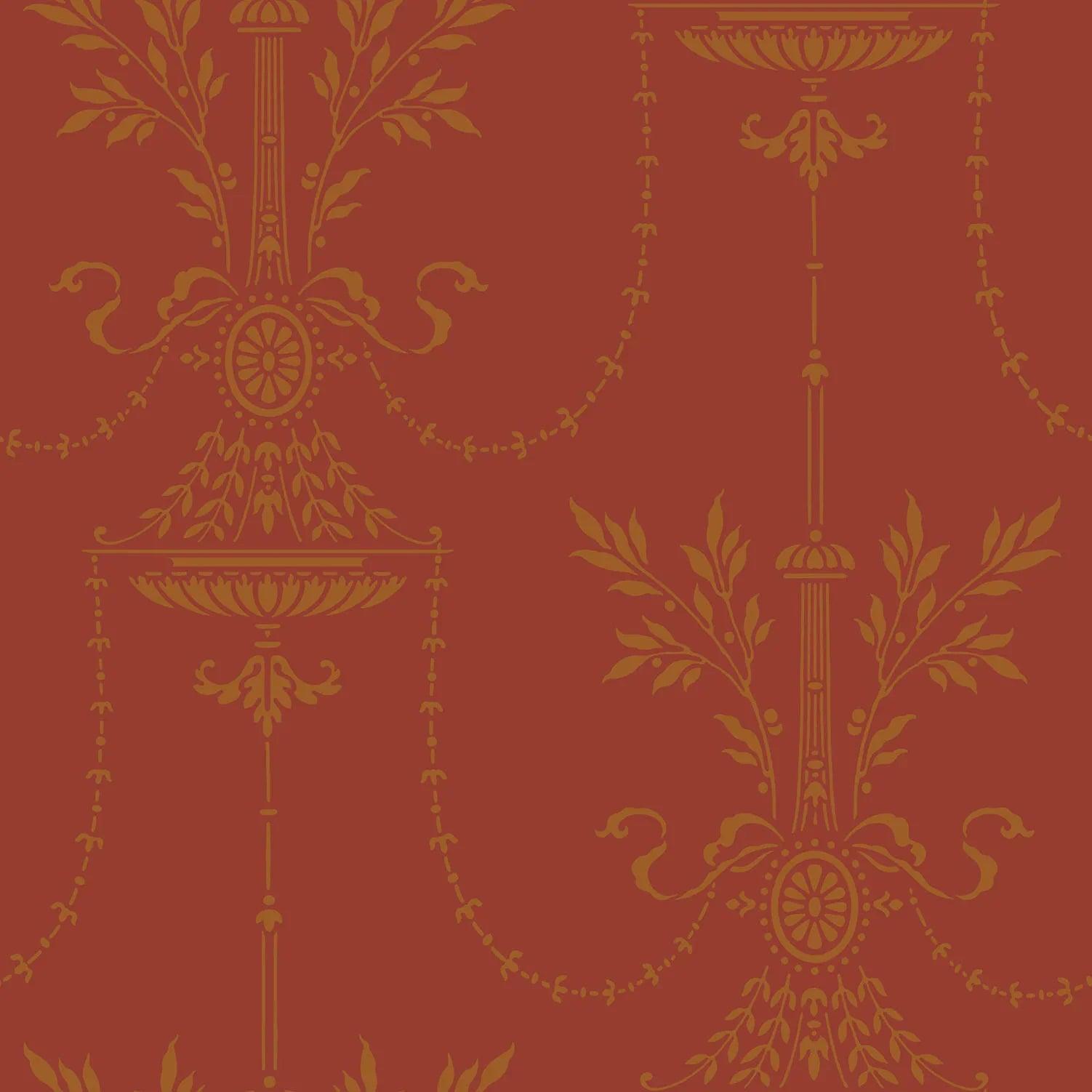 Tapeta ARCHIVE TRADITIONAL - Dorset metaliczne złoto na czerwonym Cole & Son Eye on Design