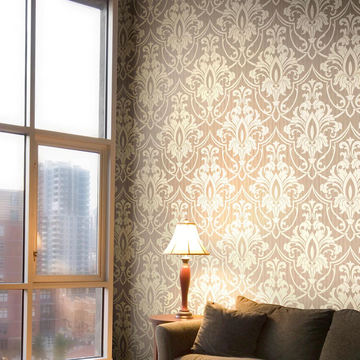 Behang met ornamenten ARCHIVE TRADITIONAL - Petersburg Damast zandkleurig