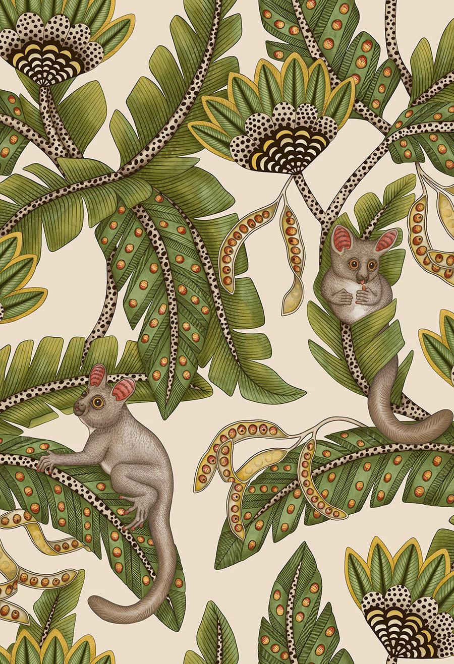 Tapeta ARDMORE JABULA - Bush Baby oliwkowy na kremowym Cole & Son Default Title Eye on Design