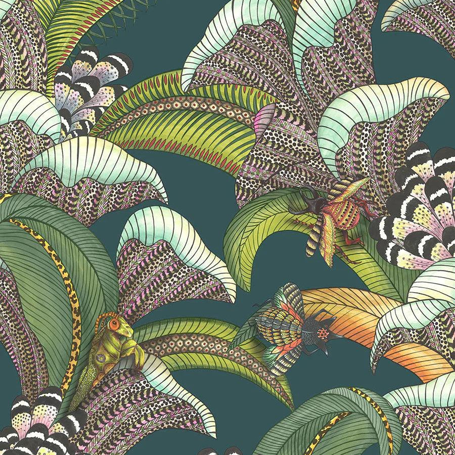 Tapeta z motywem roślinnym ARDMORE JABULA - Hoopoe Leaves turkusowy – Cole & Son