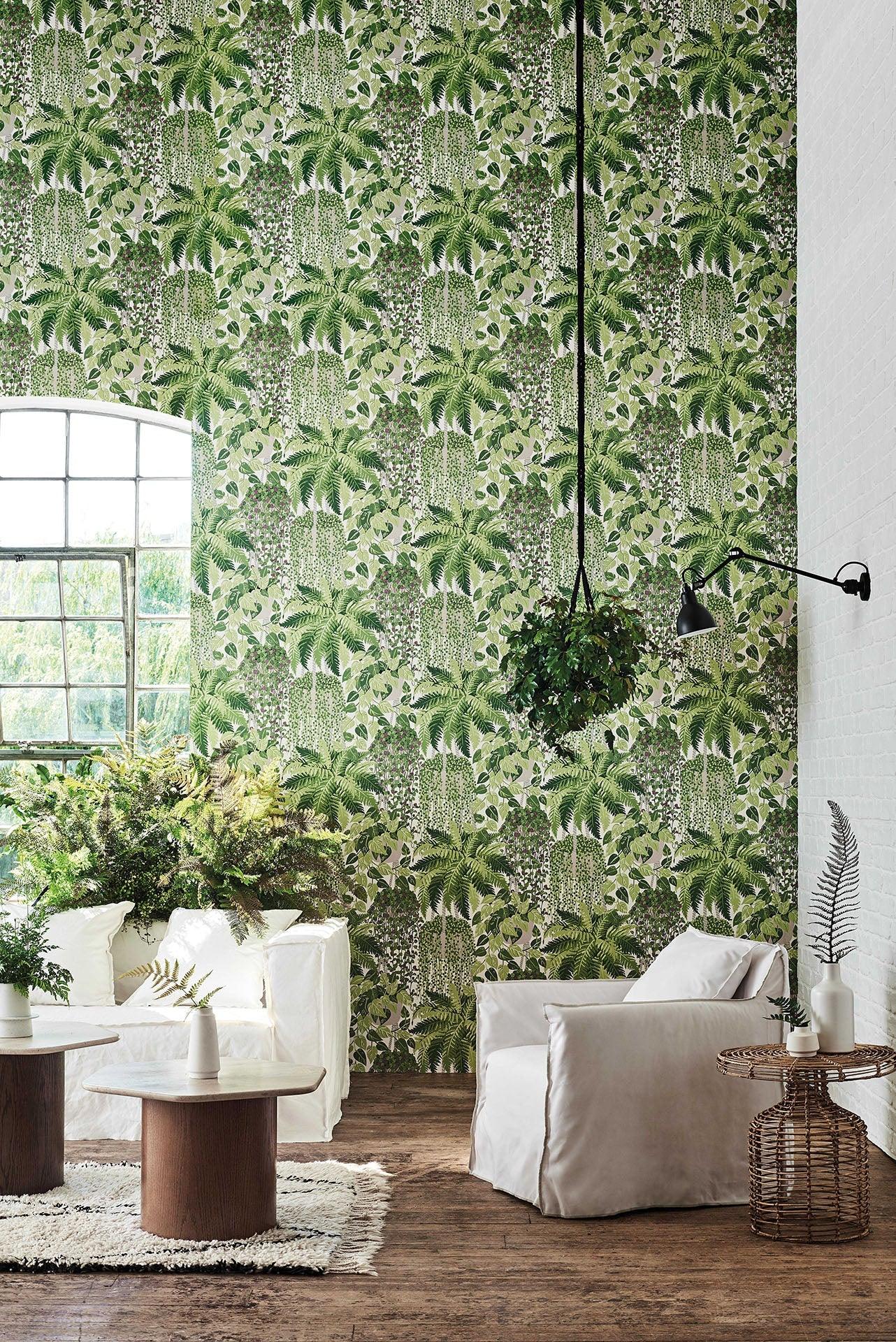 Botanical Leaf Pattern Wallpaper - Turquoise Fern