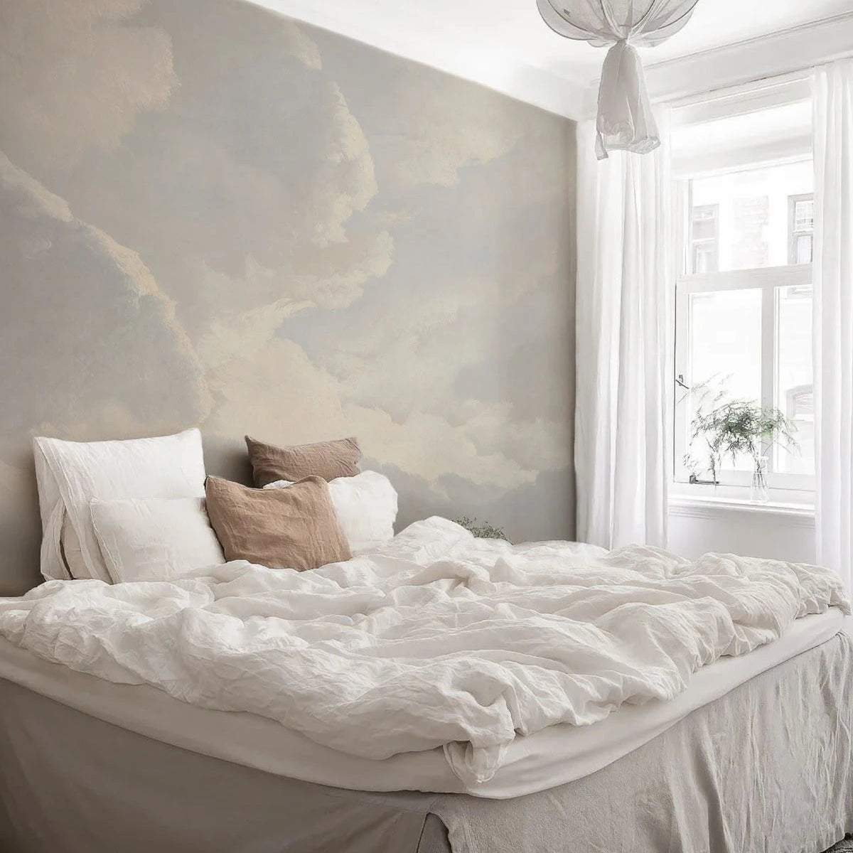 Behang met wolkenlandschap CLOUDY SKY warm grijs