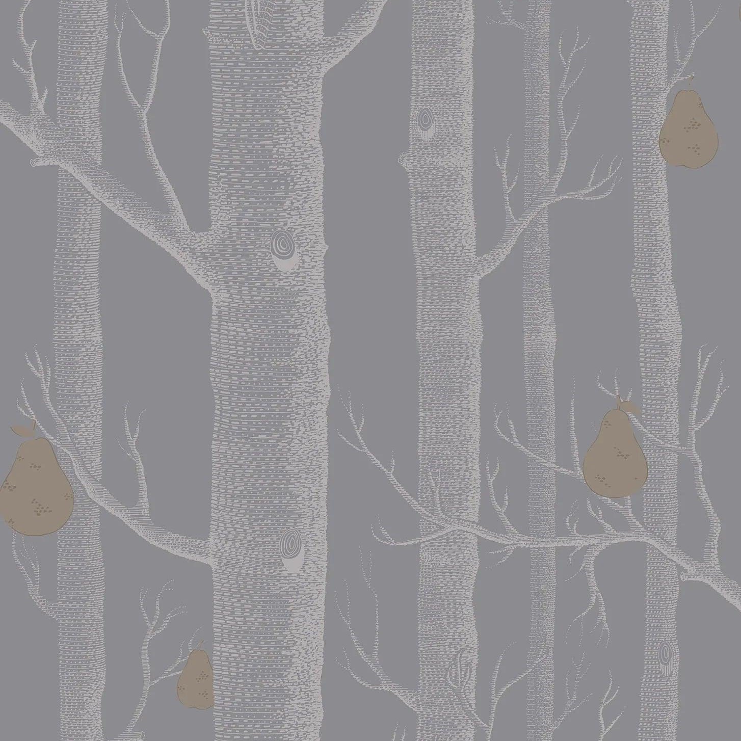 Tapeta CONTEMPORARY COLLECTION - Woods & Pears metaliczne srebro na szarym Cole & Son Default Title Eye on Design