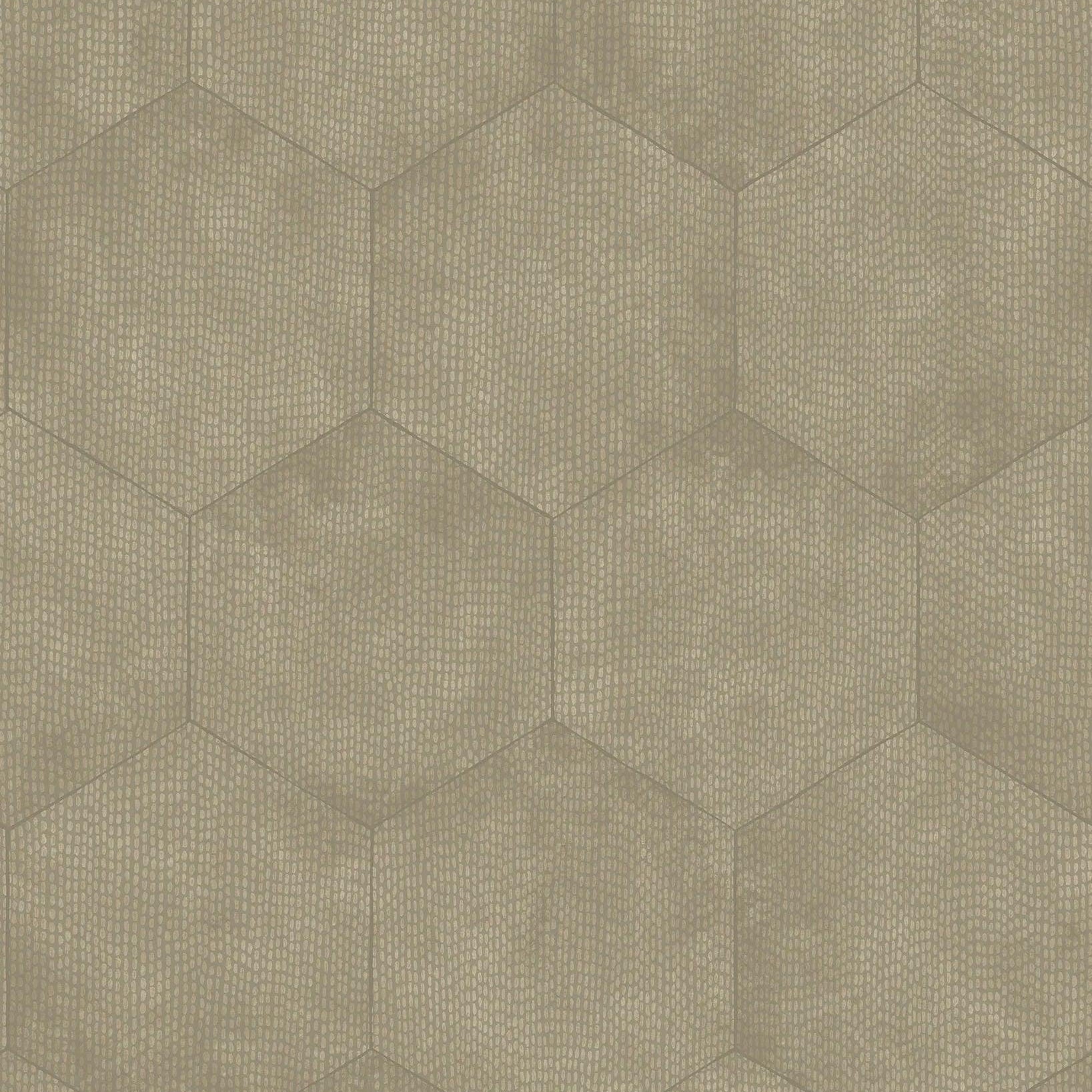 Tapeta metaliczna z geometrycznym wzorem heksagonów CURIO - Mineral beżowy – Cole & Son