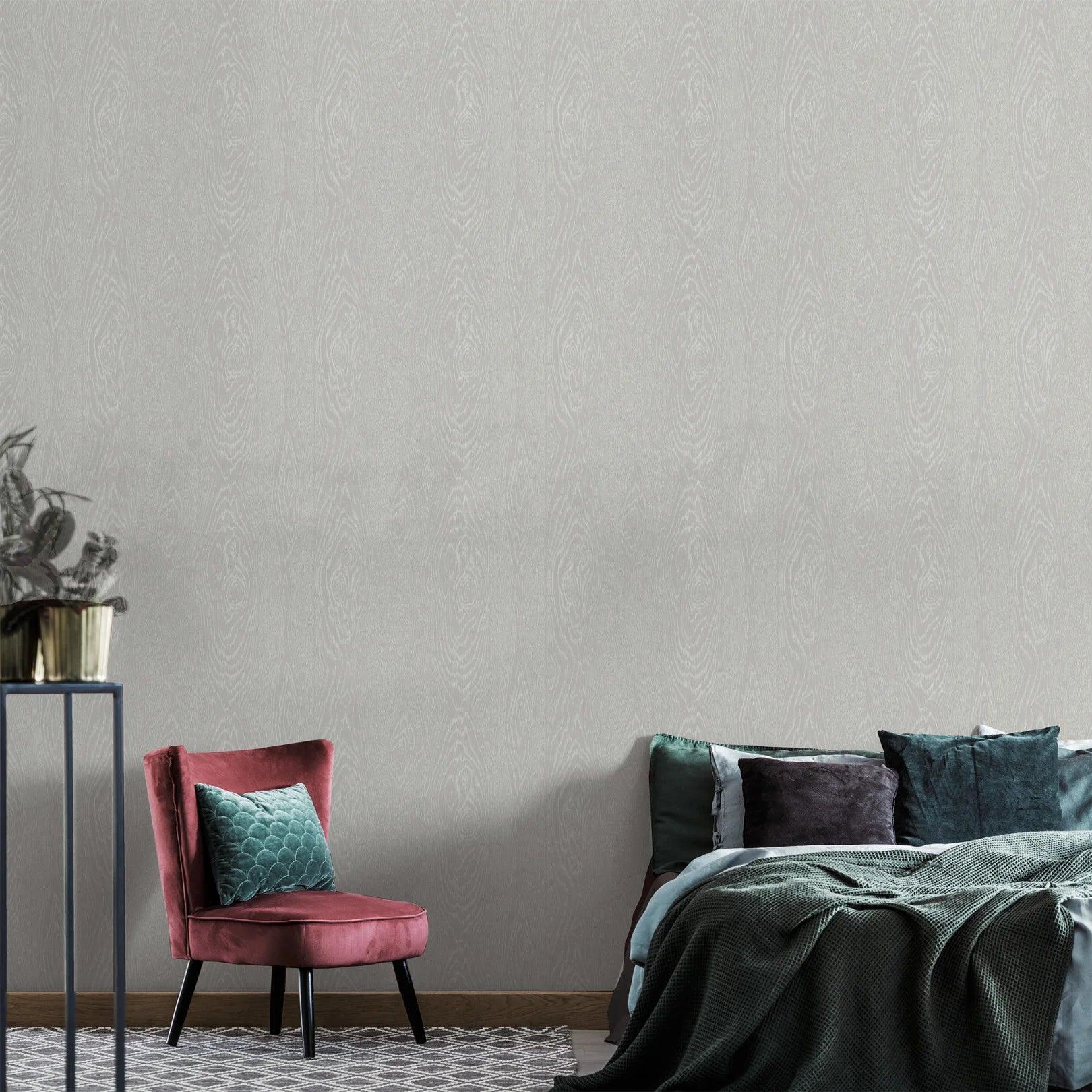 CURIO Wallpaper Imitating Wooden Planks - Gray Wood Grain