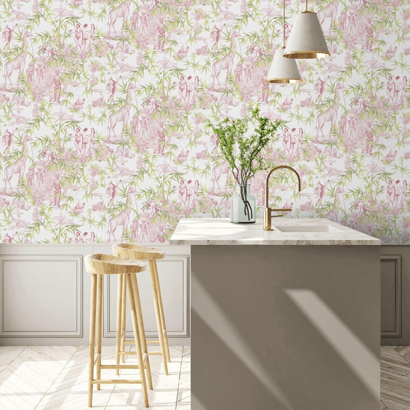 Tapeta EXOTISME TOMETTE różowy z zielonym Christian Lacroix Eye on Design