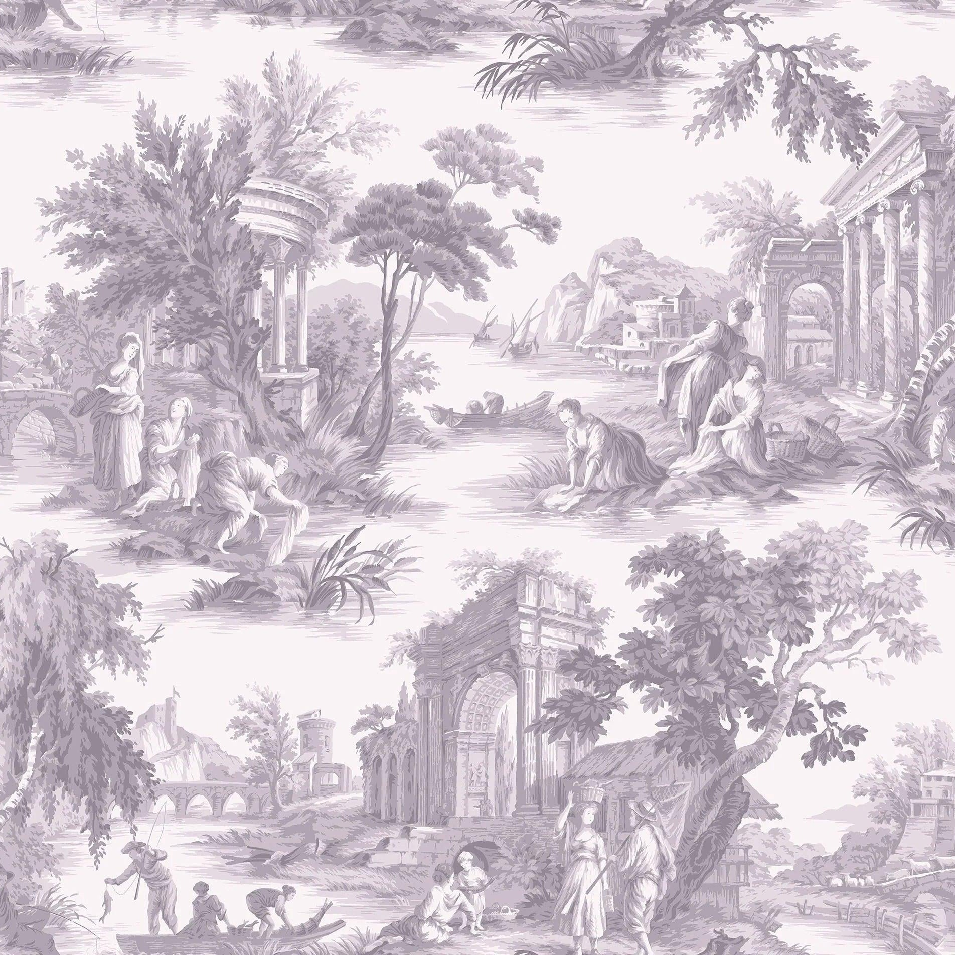 Tapeta z krajobrazem parków i dróg wodnych FOLIE - Villandry fioletowy – Cole & Son