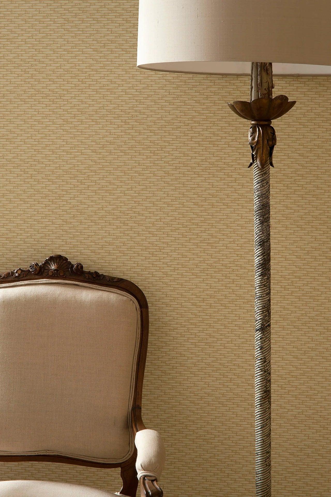 Wallpaper with a geometric pattern resembling weaving FOUNDATION - Black Weave