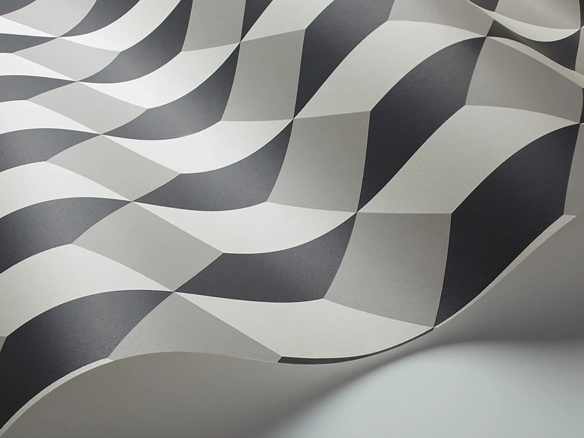 Tapeta z geometrycznym wzorem art deco GEOMETRIC II - Delano szary na ścianę