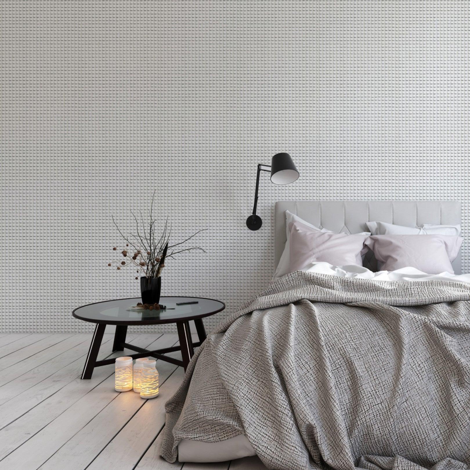 Tapeta z geometrycznym wzorem art deco GEOMETRIC II - Mosaic biały na ścianę