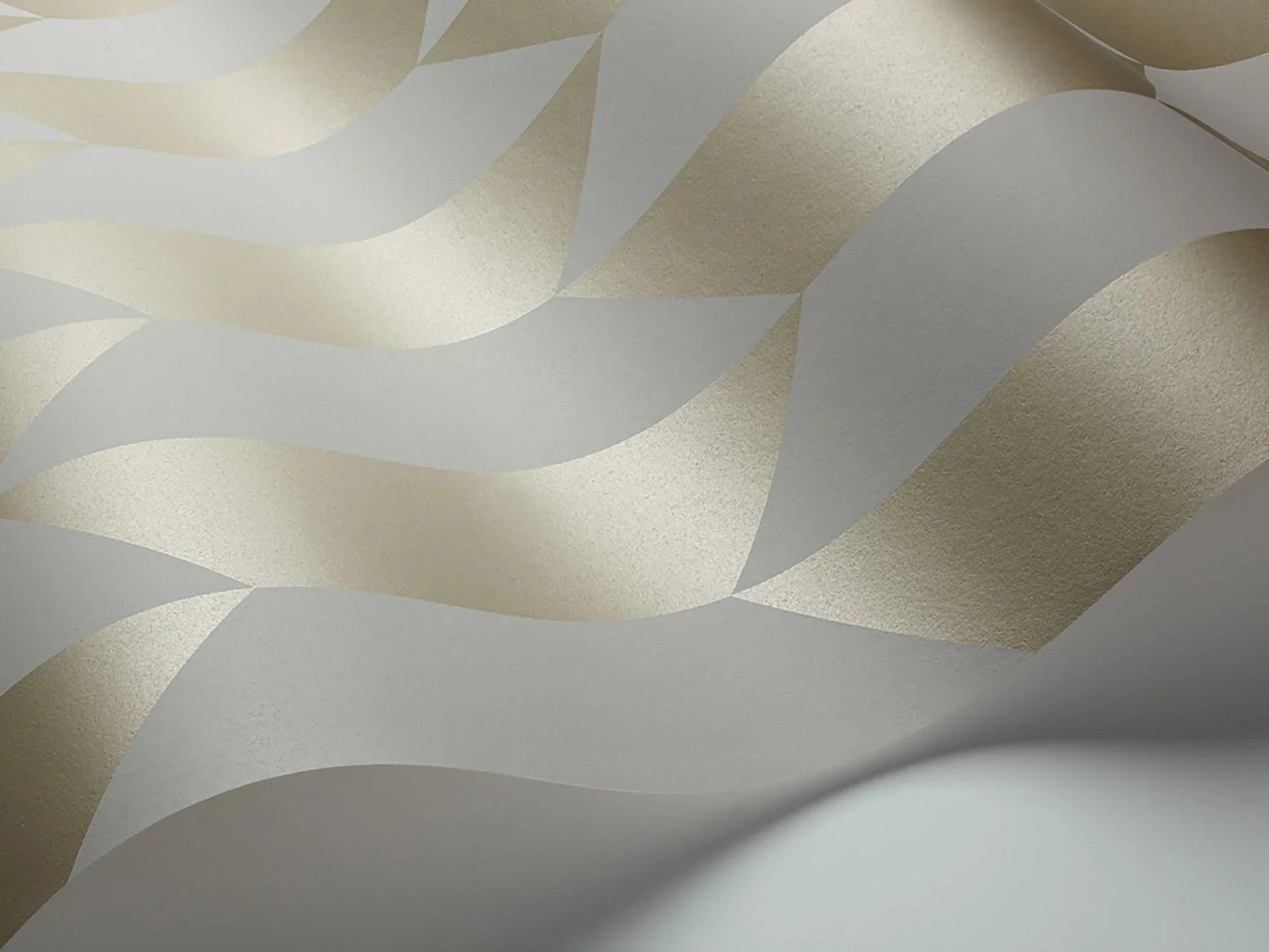 Tapeta z geometrycznym motywem heksagonów GEOMETRIC II - Tile metaliczne złoto na ścianę