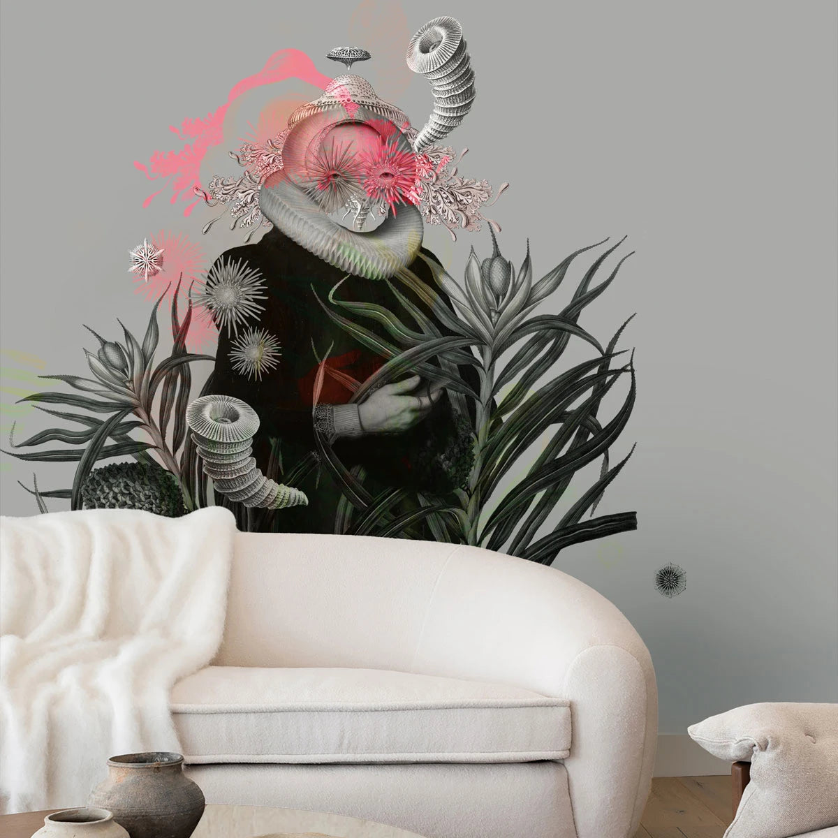 Non-woven wallpaper LADY MEDUSA gray