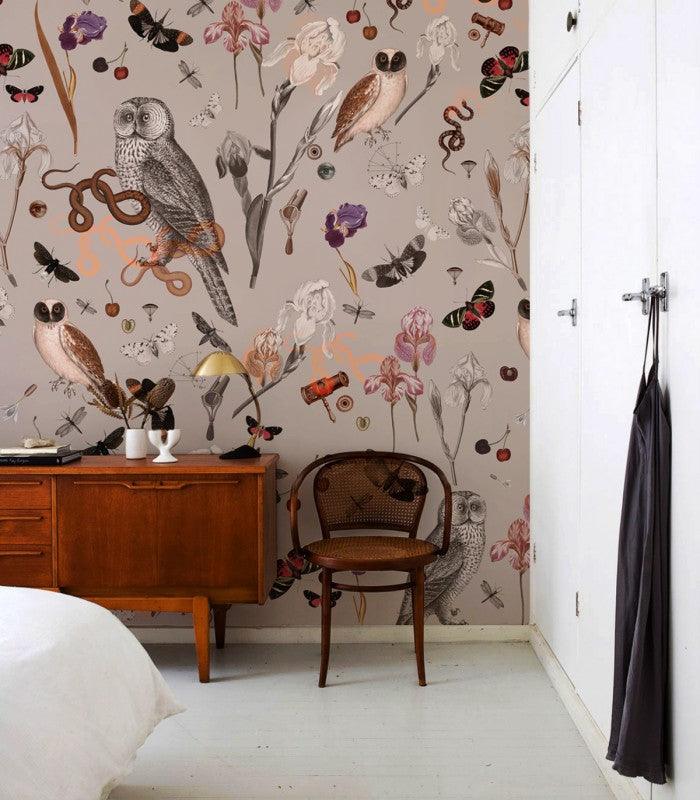 Tapeta PINK OWLS Wallcolors Eye on Design