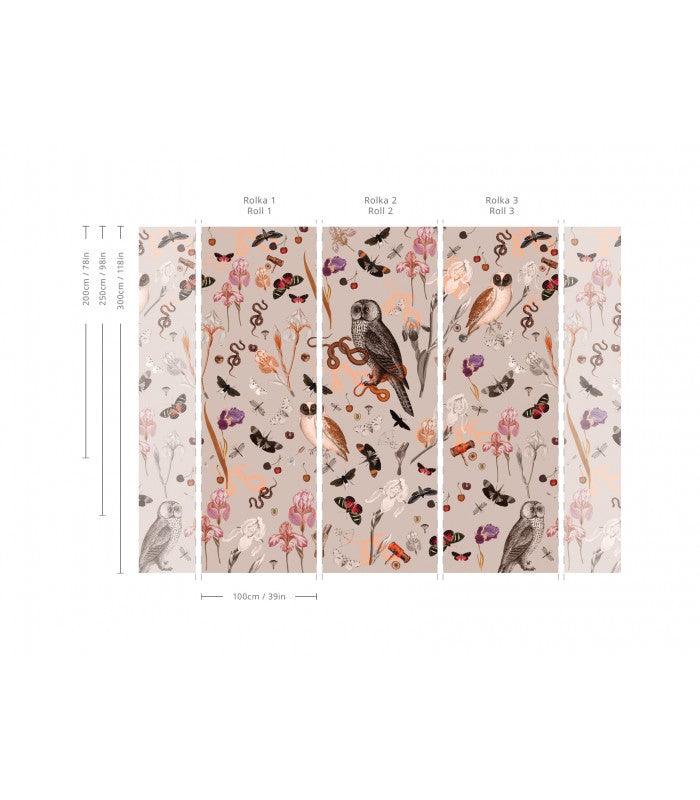 Tapeta PINK OWLS Wallcolors Eye on Design