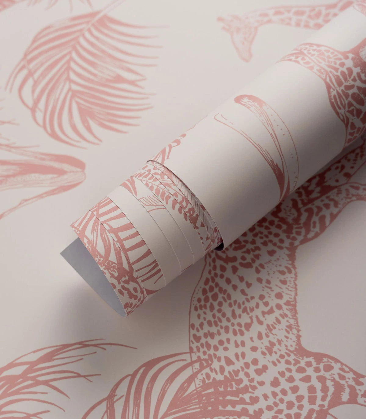 Behang met dierenmotief SAFARI PINK roze met wit