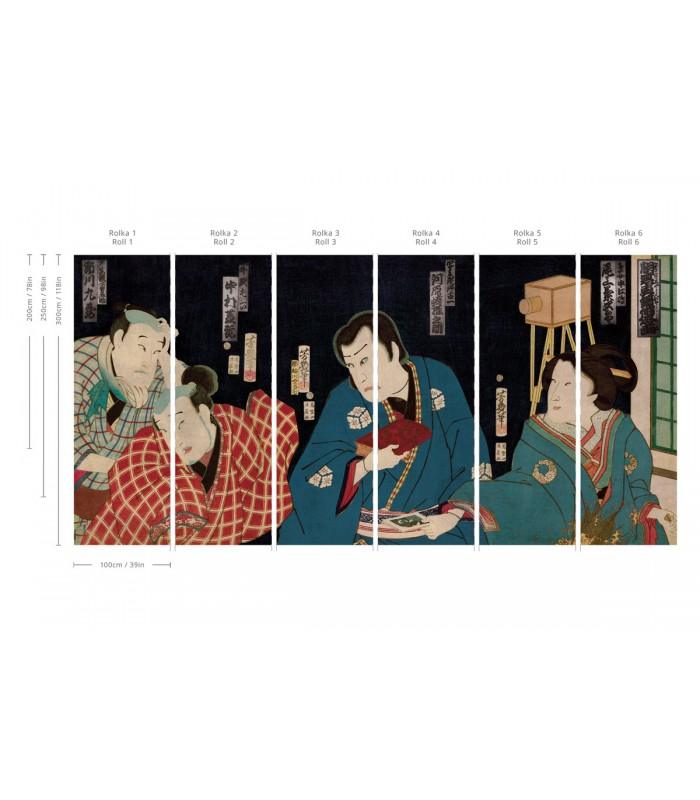 Tapeta flizelinowa z motywem wojownika SAMURAI CHRONICALES granatowy na ścianę – Wallcolors