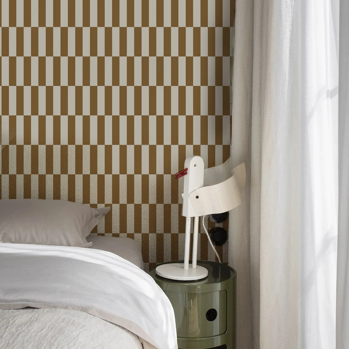 Flizeline behang met geometrisch patroon TETRIS STRIPE bruin