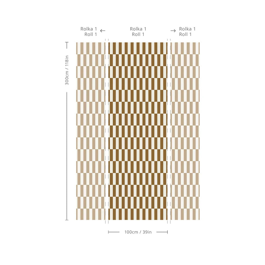 Flizeline behang met geometrisch patroon TETRIS STRIPE bruin