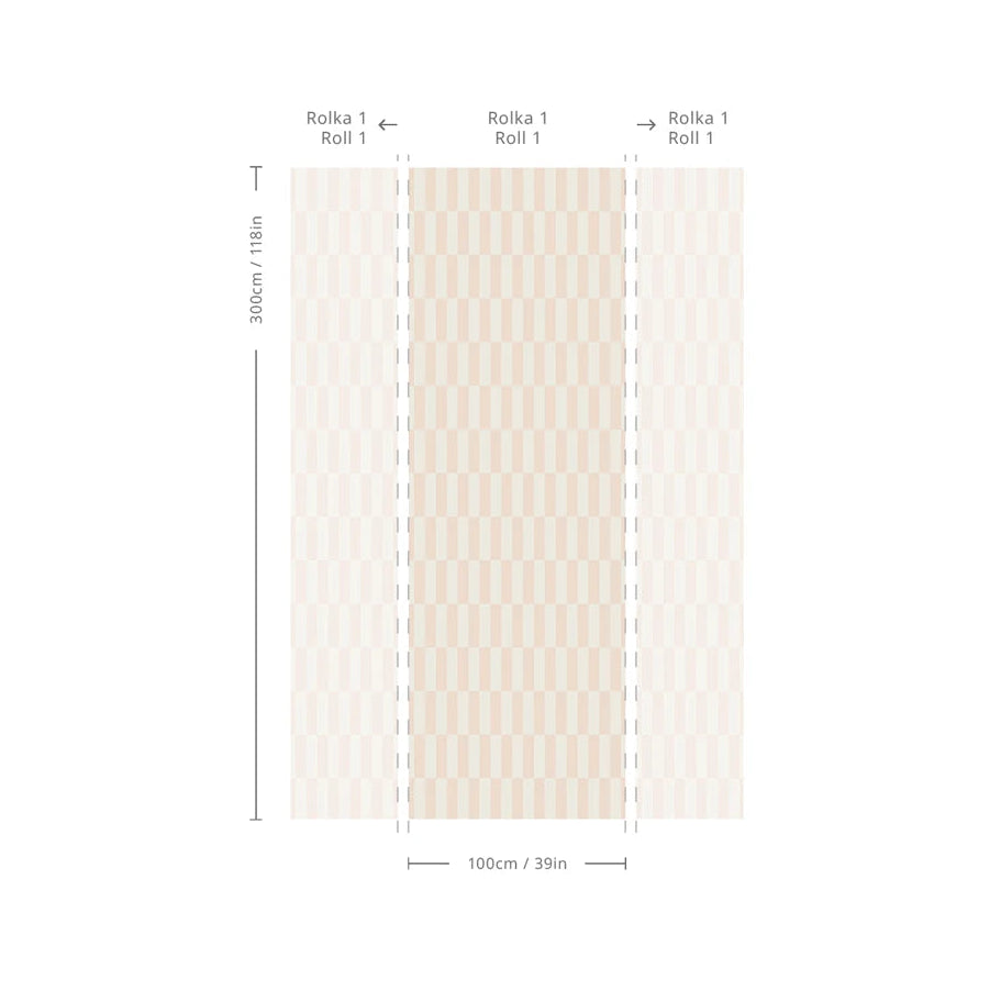 Tapeta flizelinowa z geometrycznym wzorem TETRIS STRIPE rosa