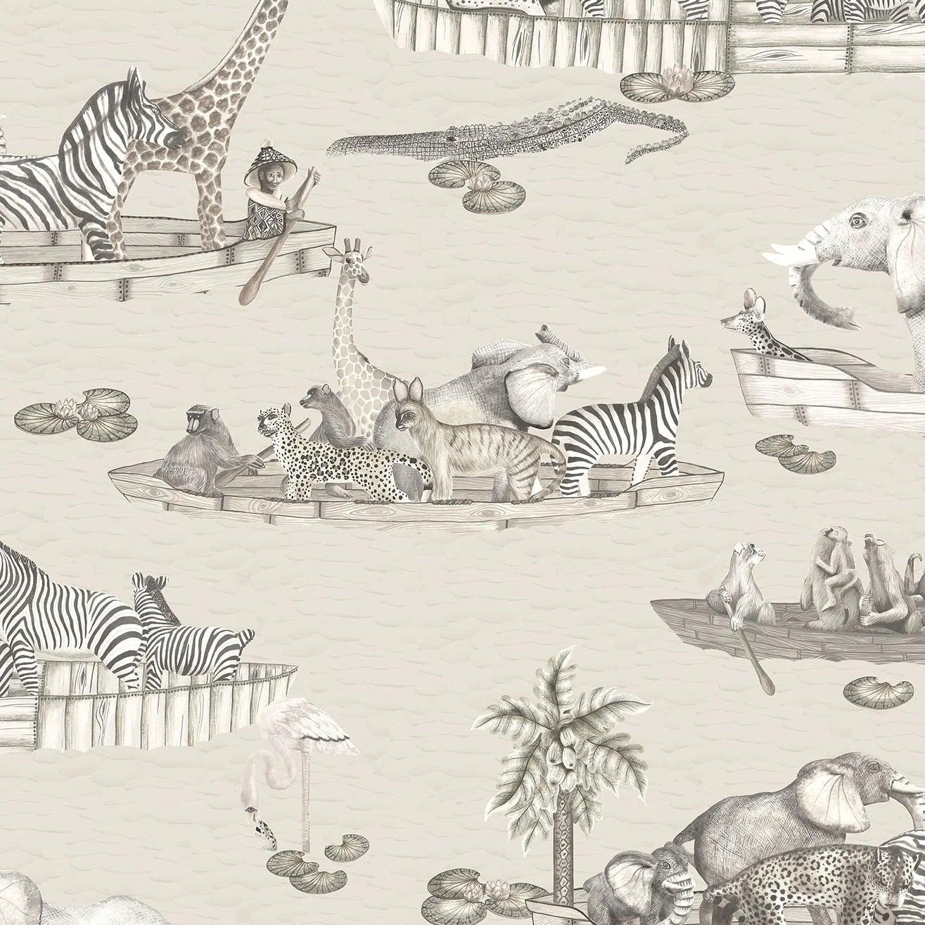 Tapeta z motywem zwierzęcym THE ARDMORE COLLECTION - Zambezi biały – Cole & Son