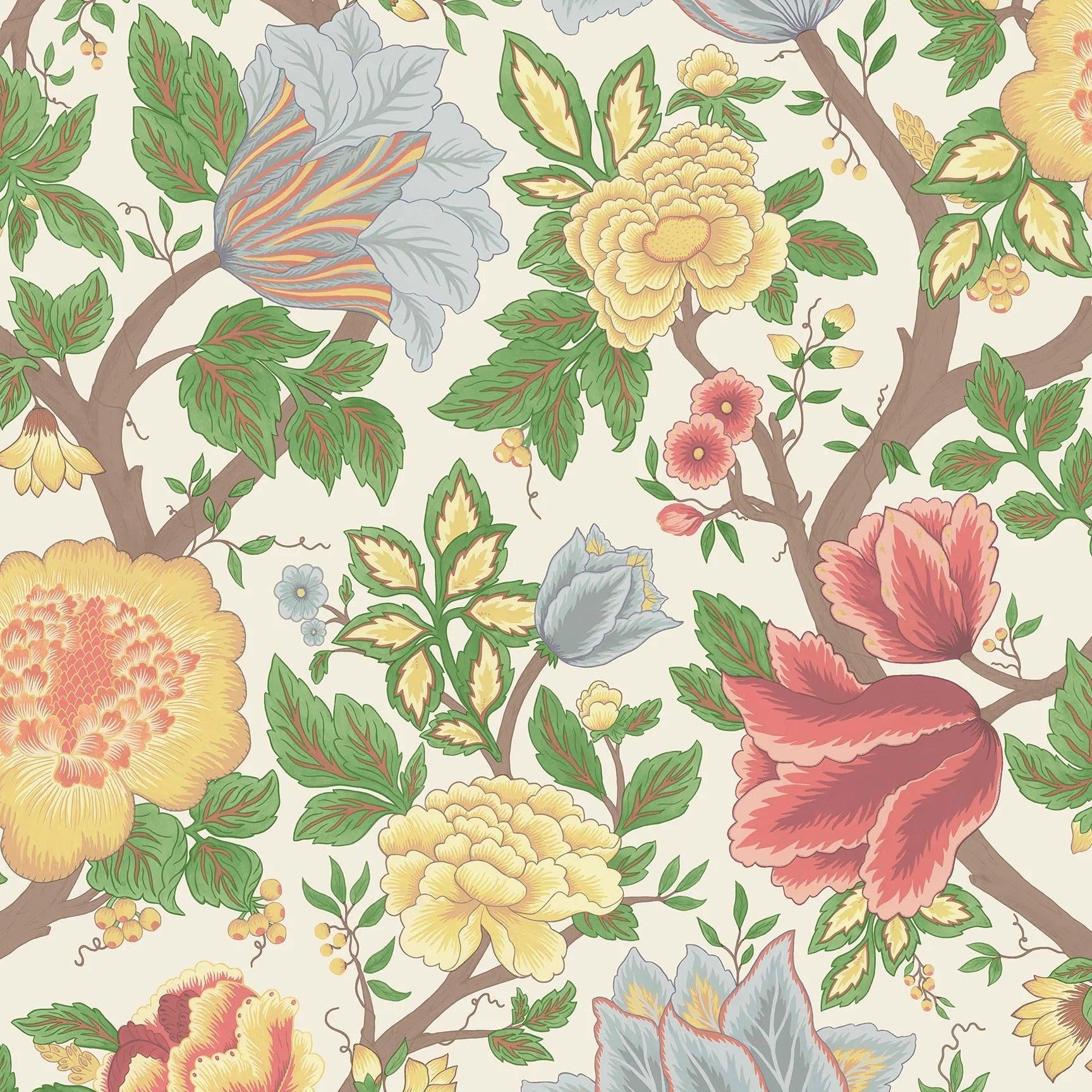 Tapeta z motywem roślinnym kwiatów THE PEARWOOD COLLECTION - Midsummer Bloom kremowy – Cole & Son